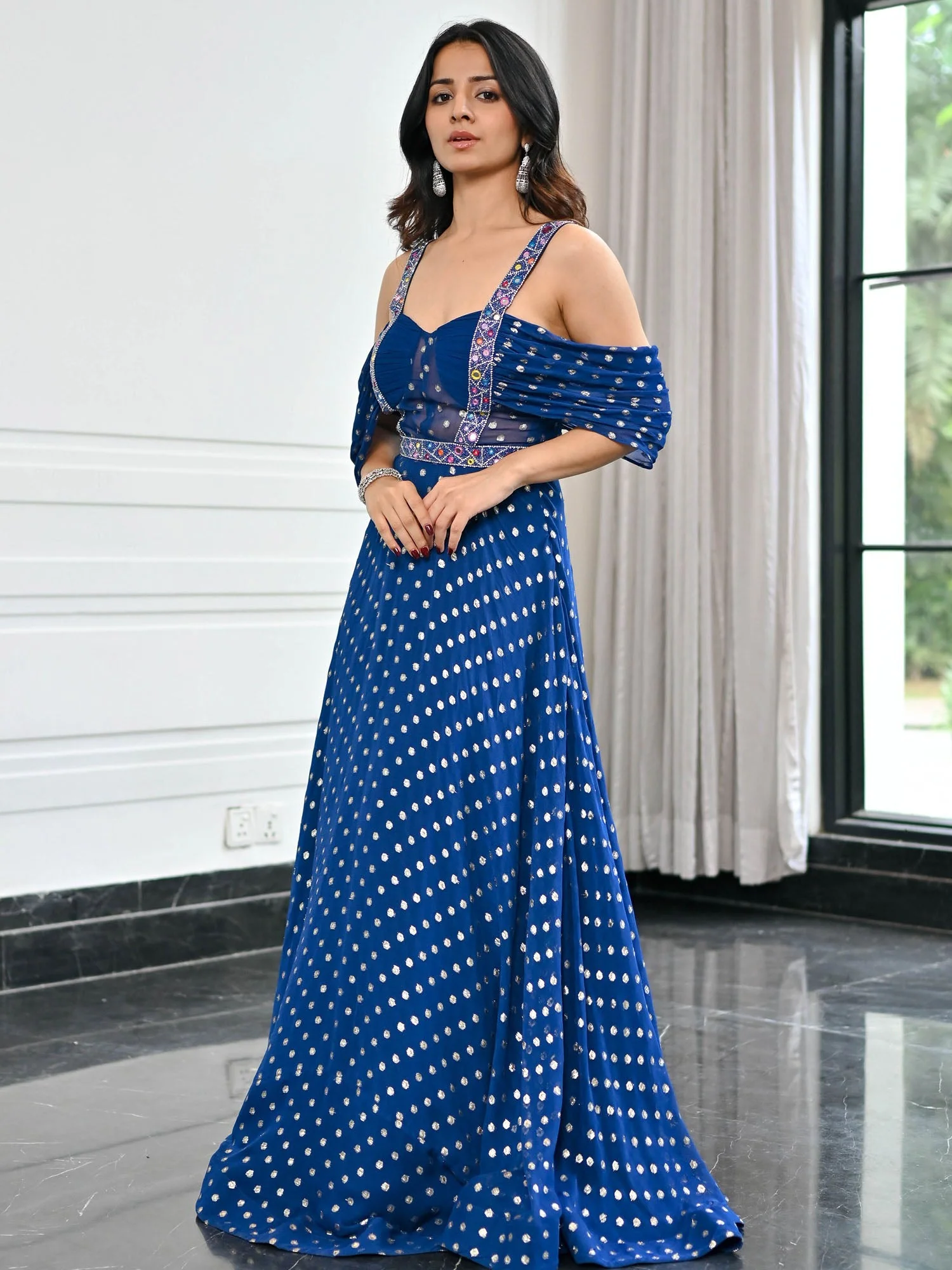 Meenakari Blue Long Gown - Image 7