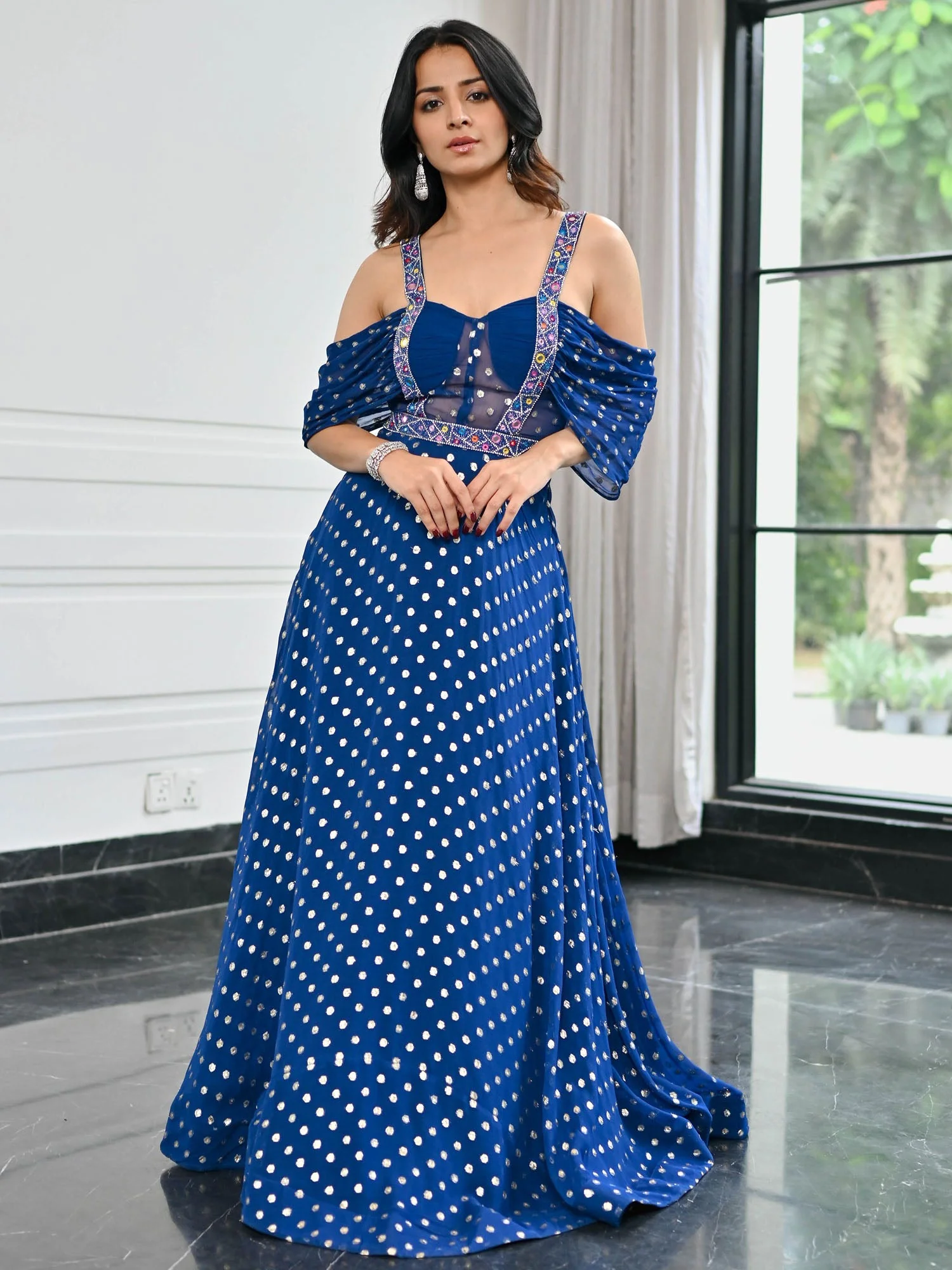 Meenakari Blue Long Gown - Image 8