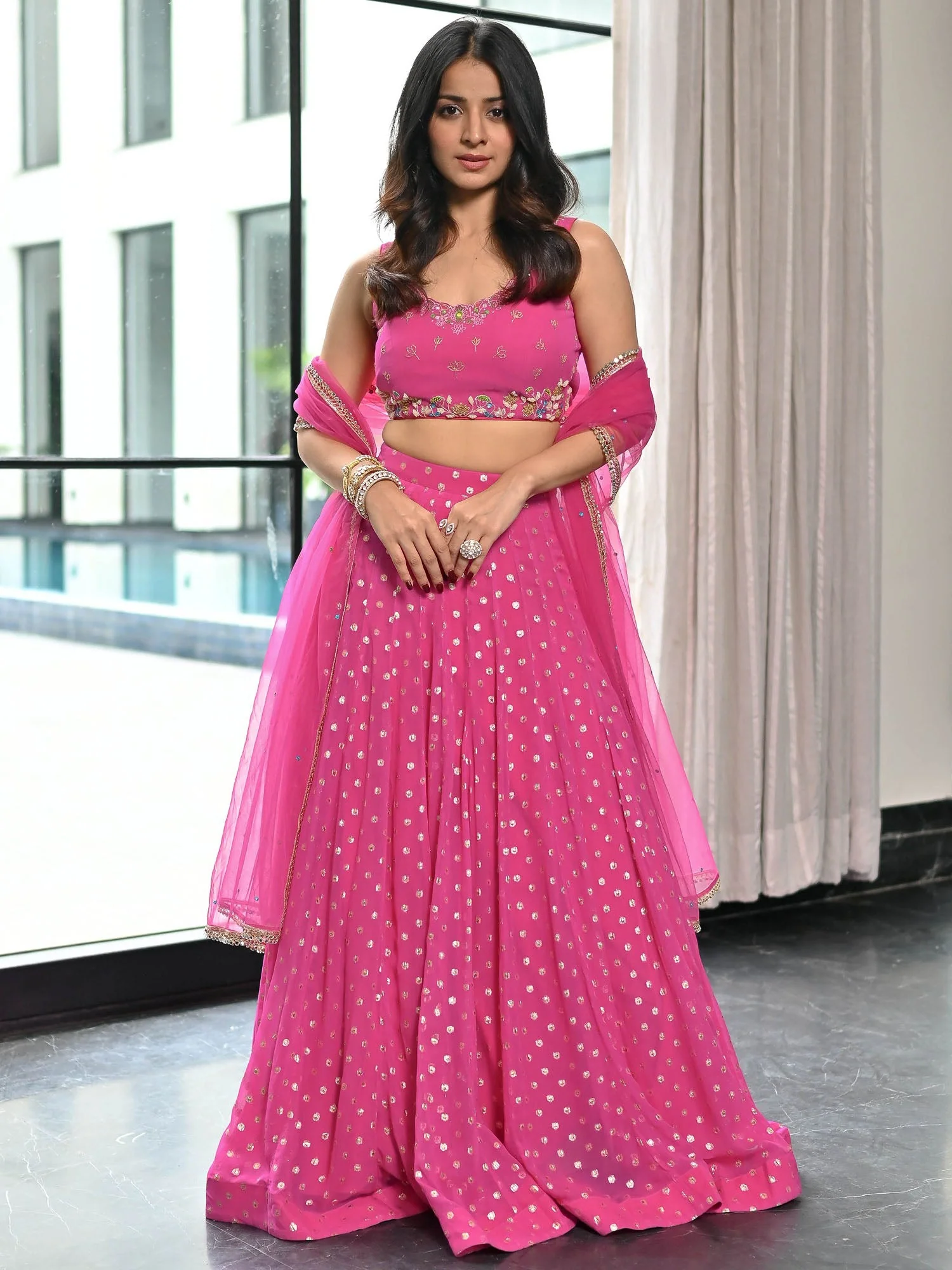 Meenakari Pink Lehenga Set - Image 5
