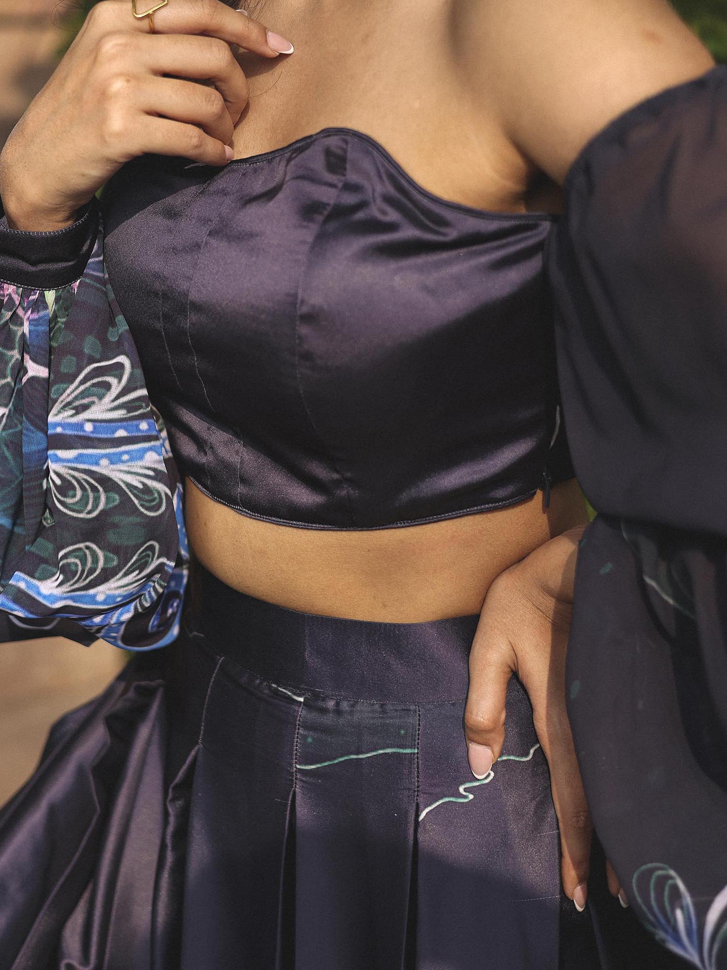 MIDNIGHT BLUE PRINTED TOP SKIRT - Image 7