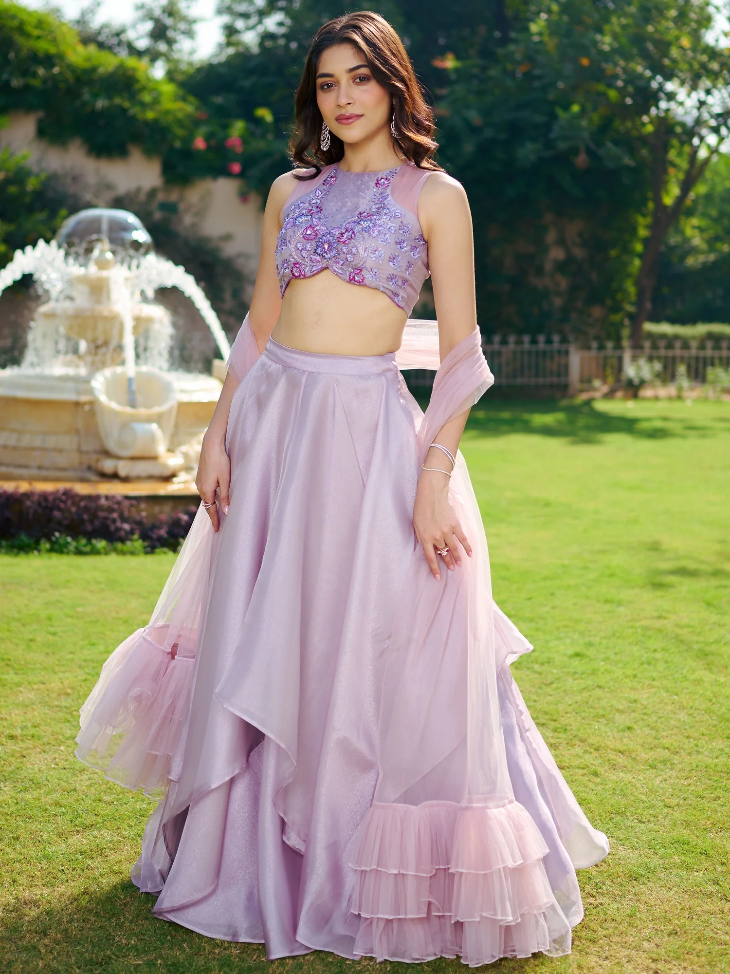 Modern Lavender Lehenga Set - Image 4