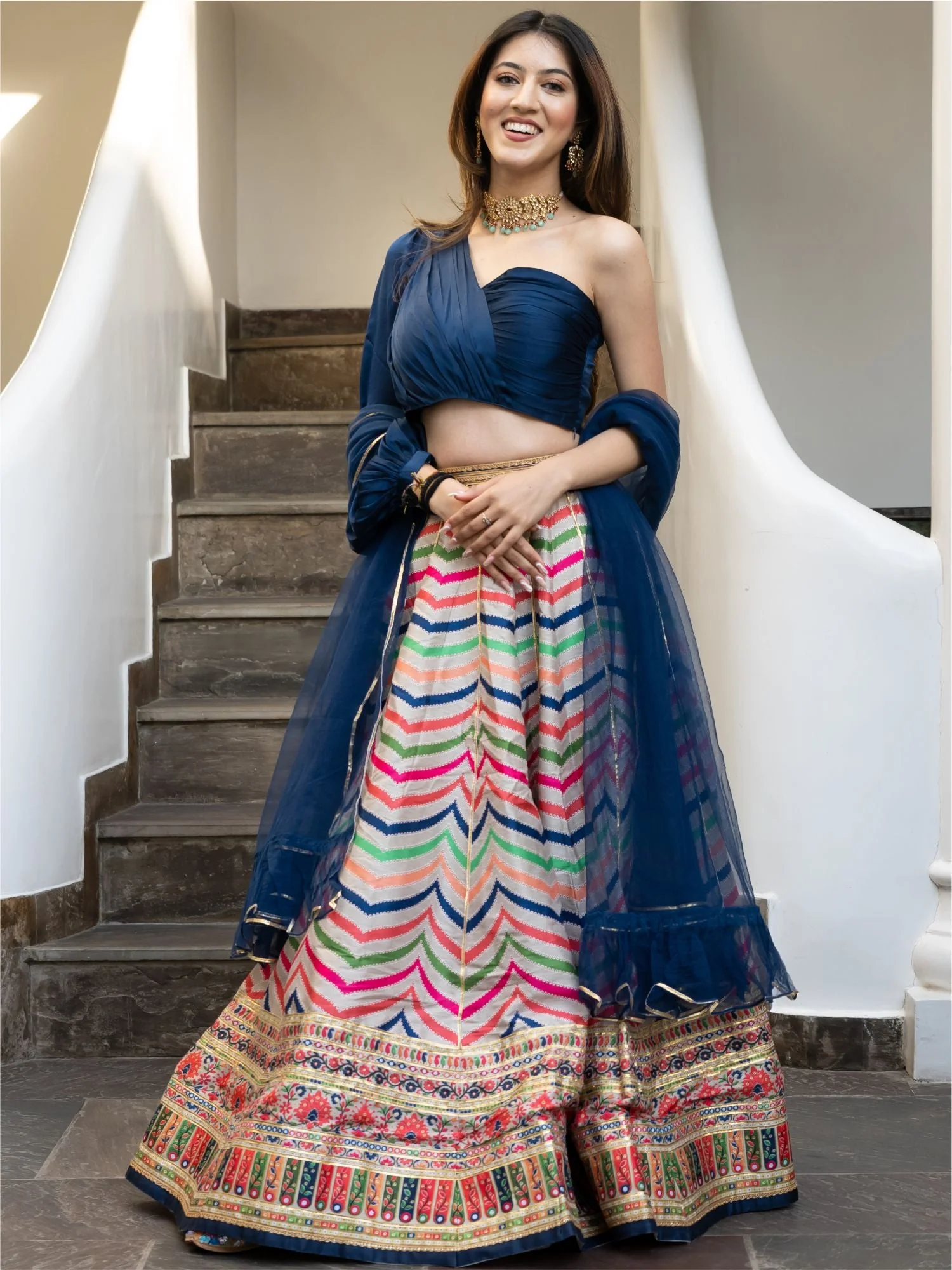 Multicolored Printed Lehenga Set - Image 4