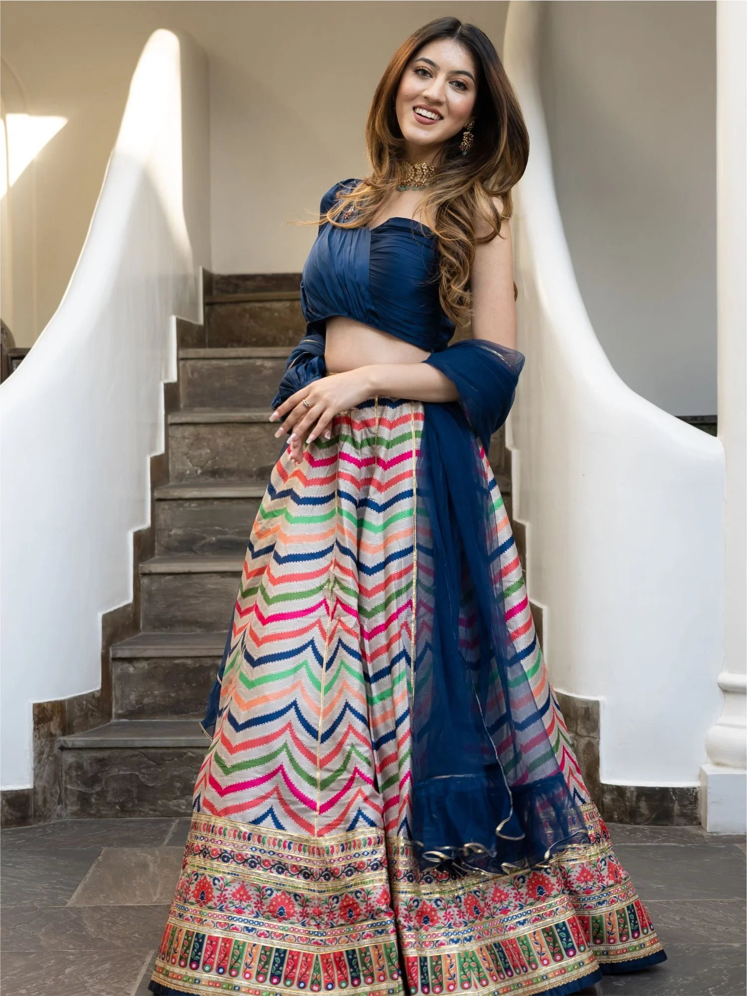 Multicolored Printed Lehenga Set - Image 6