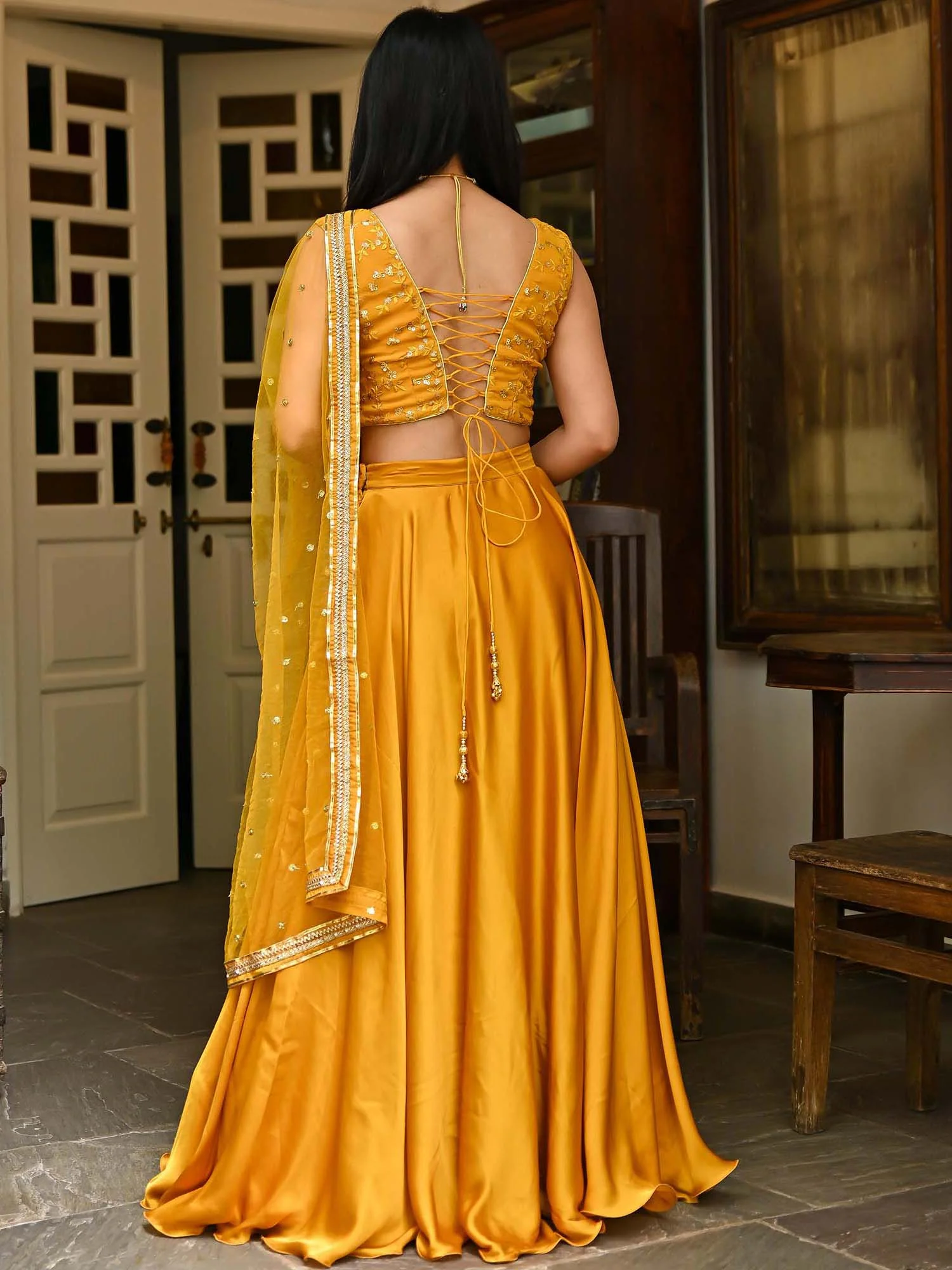 Mustard Silk Lehenga Set - Image 5