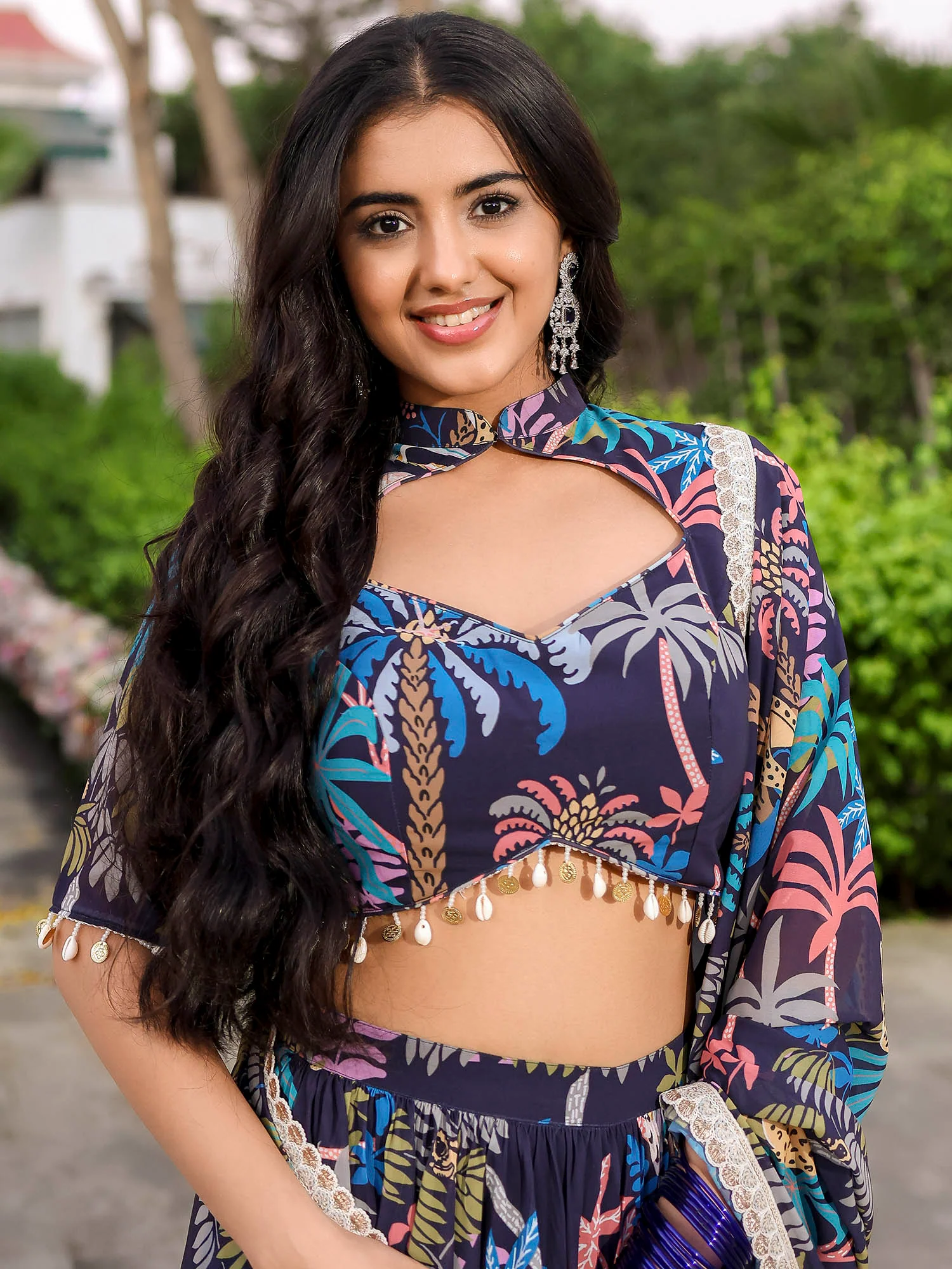 Navy Printed Lehenga Set - Image 6