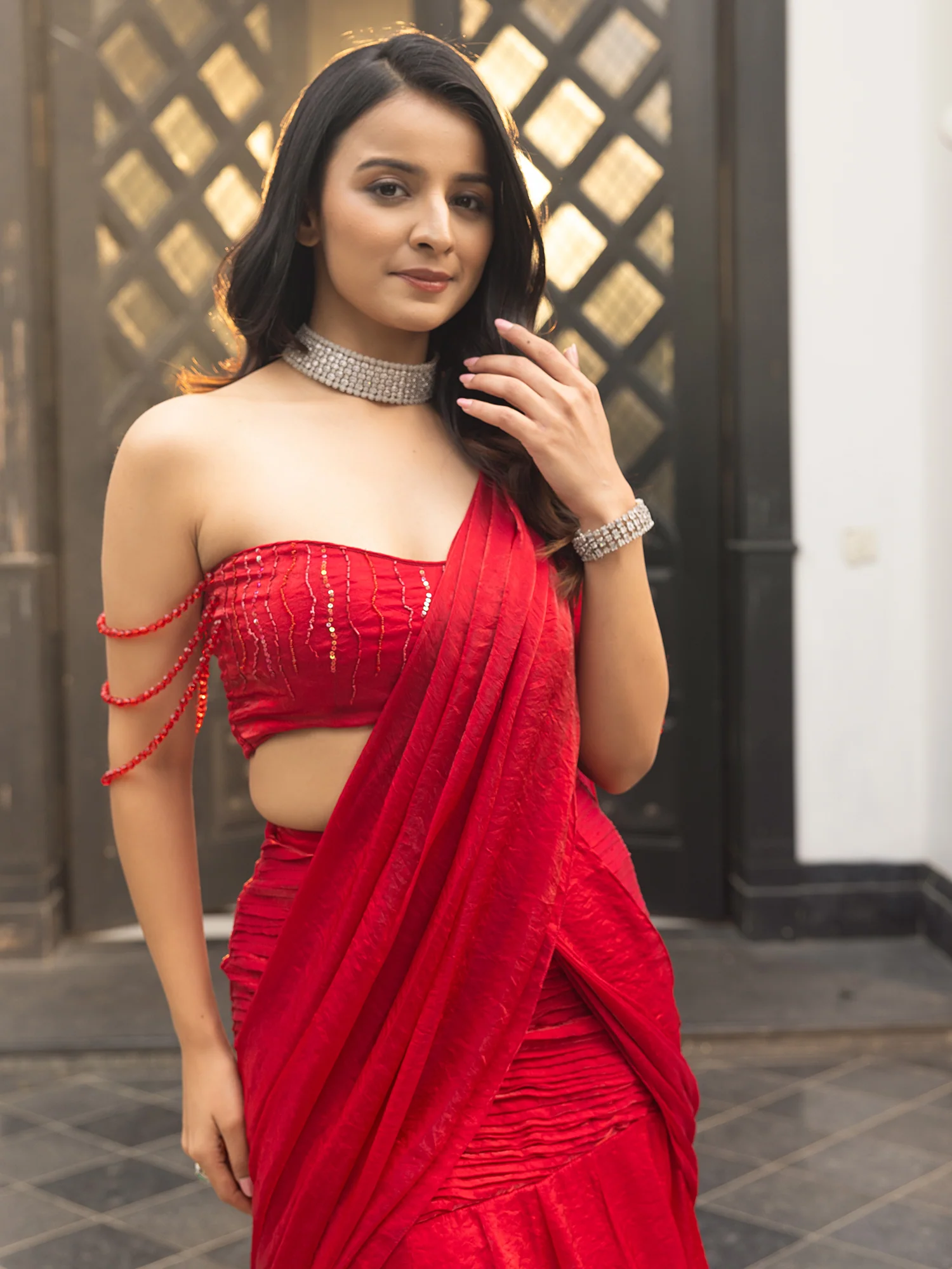 Nayra Red Saree - Image 2