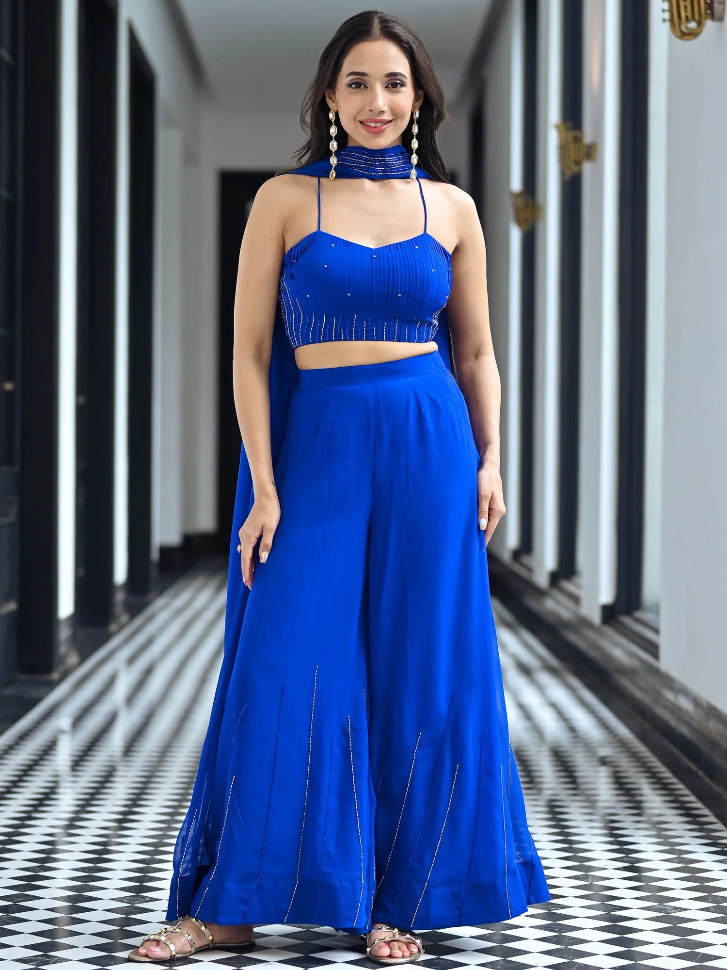 Noor Royal Blue Three Piece Set - Image 3