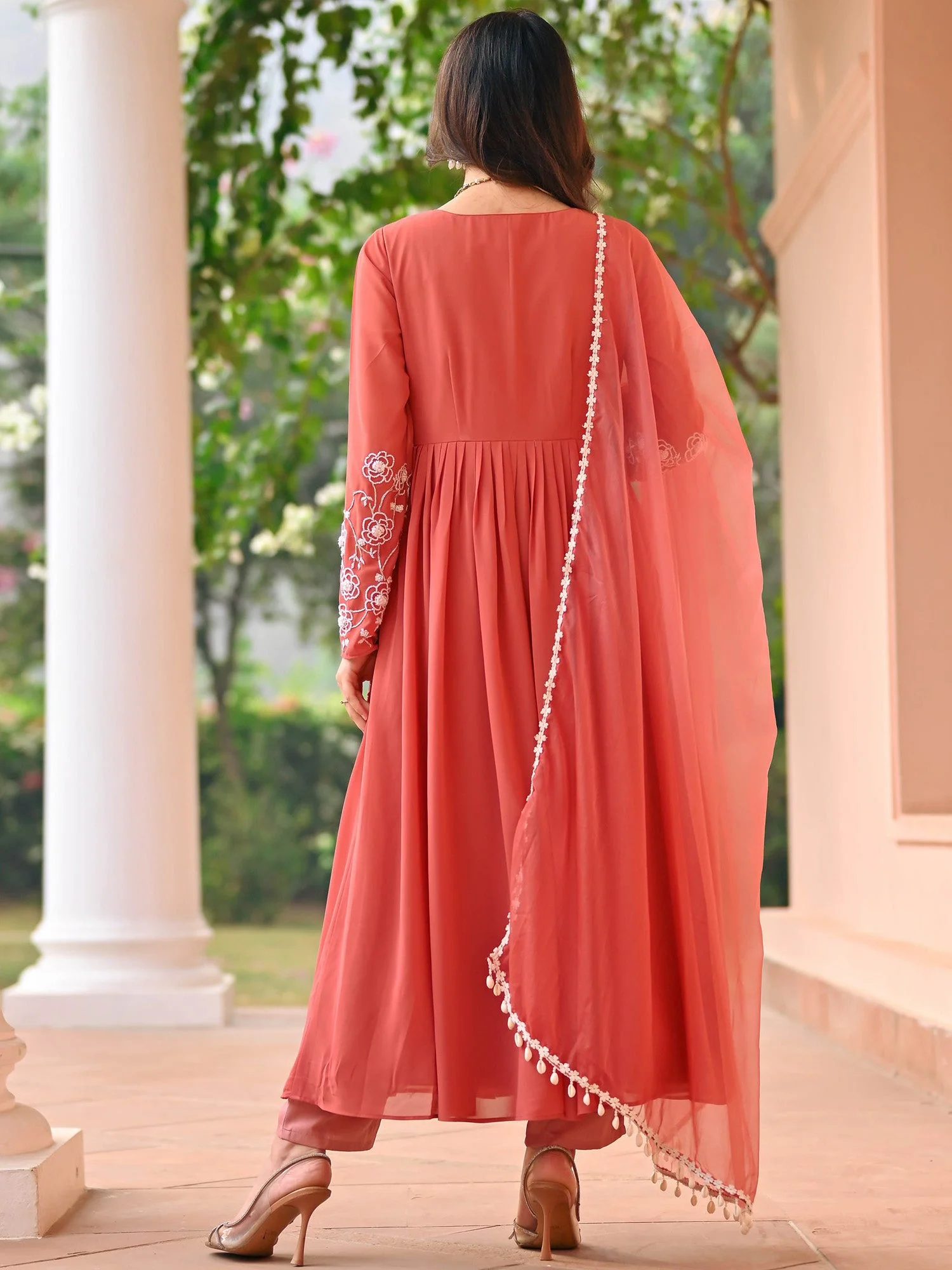 Nude Pink Anarkali Set - Image 7