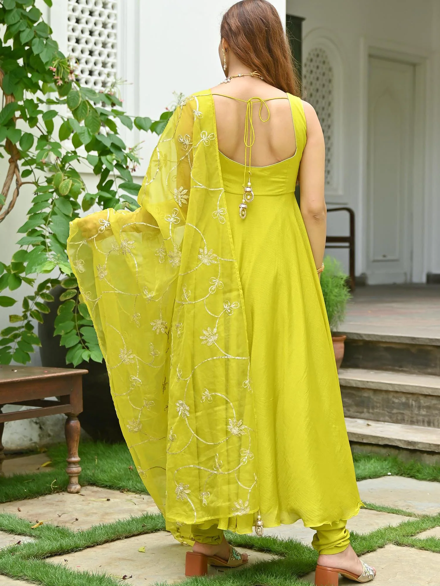 Parrot Green Anarkali Set - Image 5