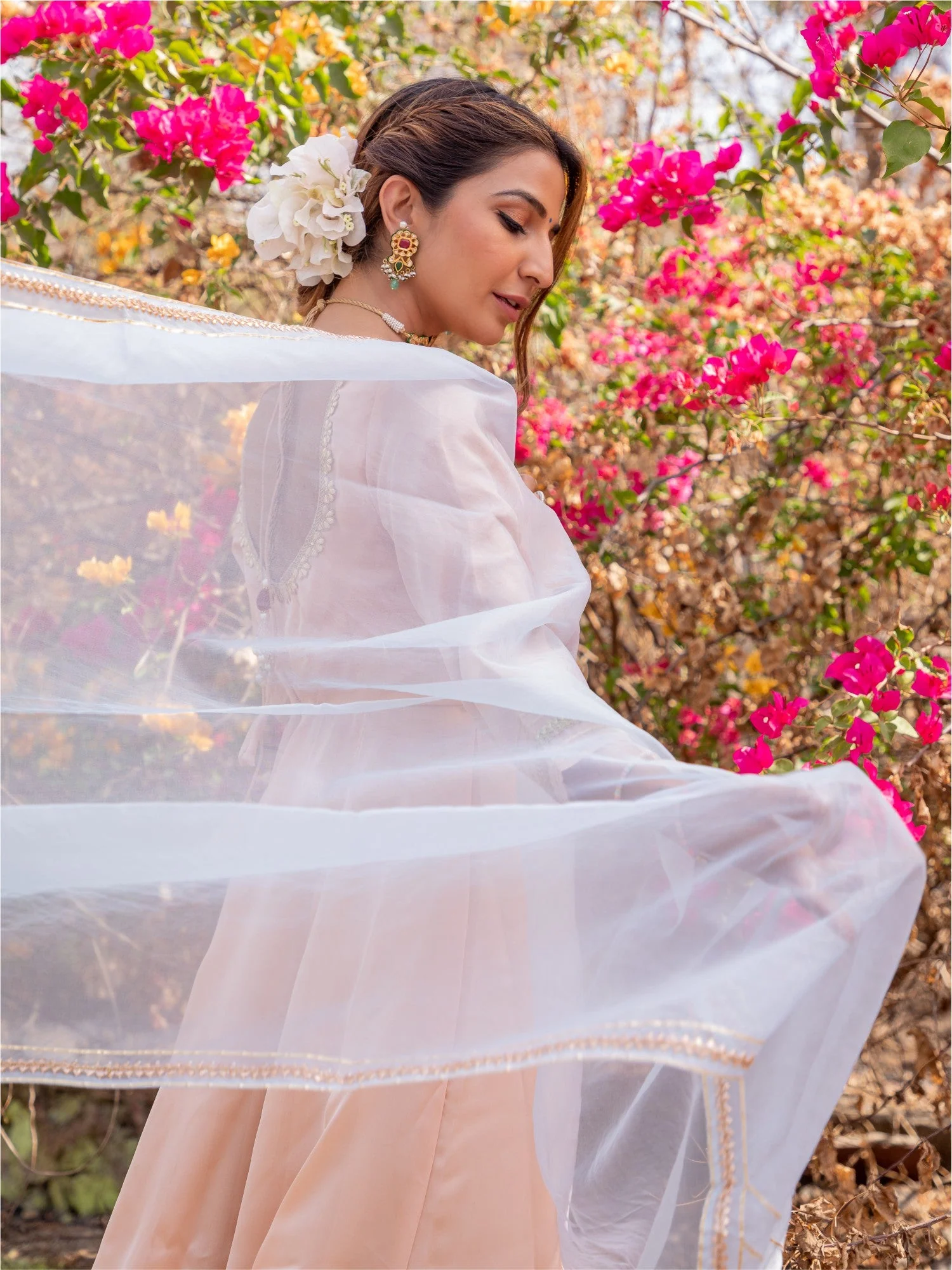 Peach and Grey Anarkali Skirt Set - Image 3