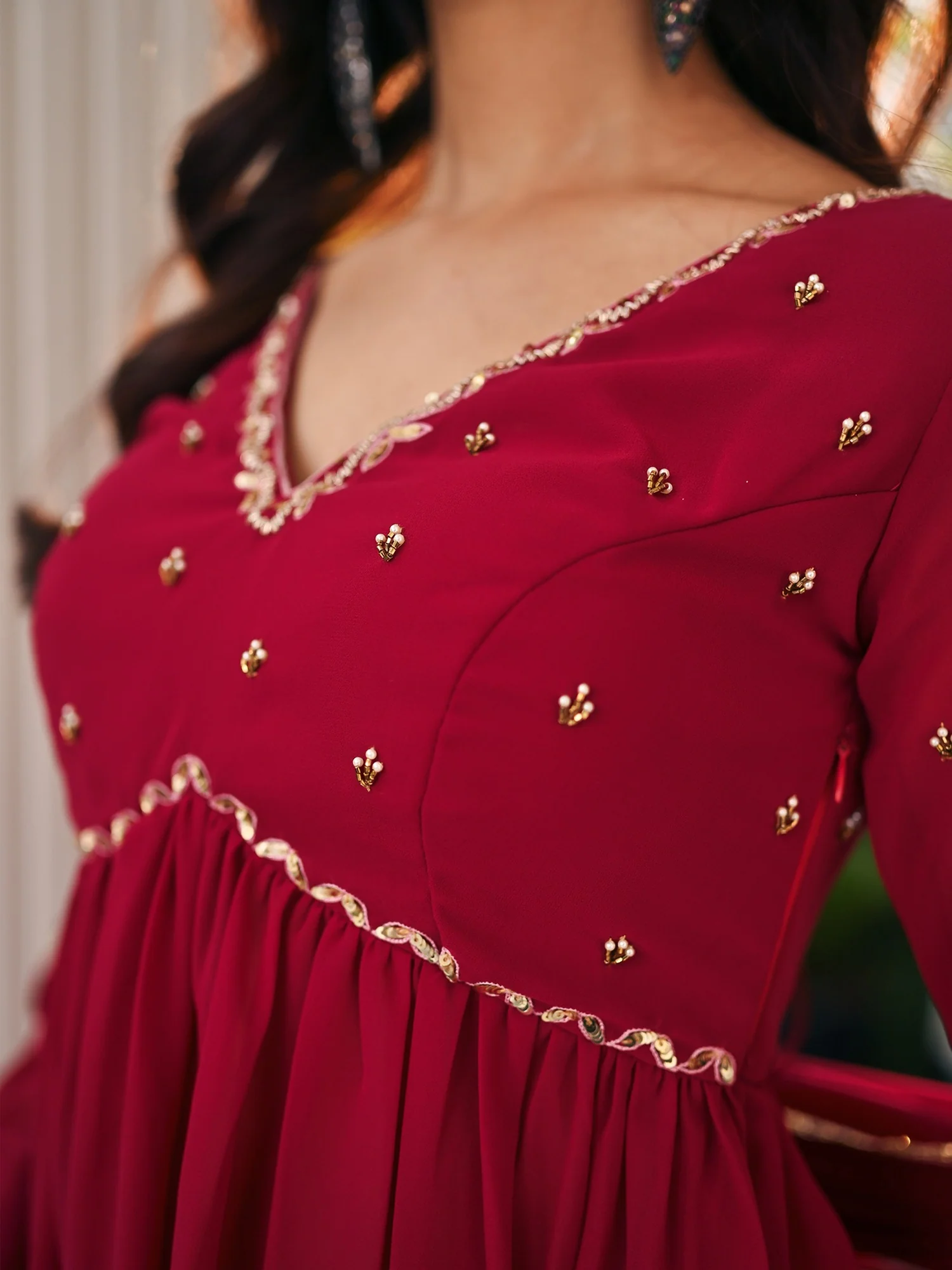 Phoolkari Maroon sharara - Image 2