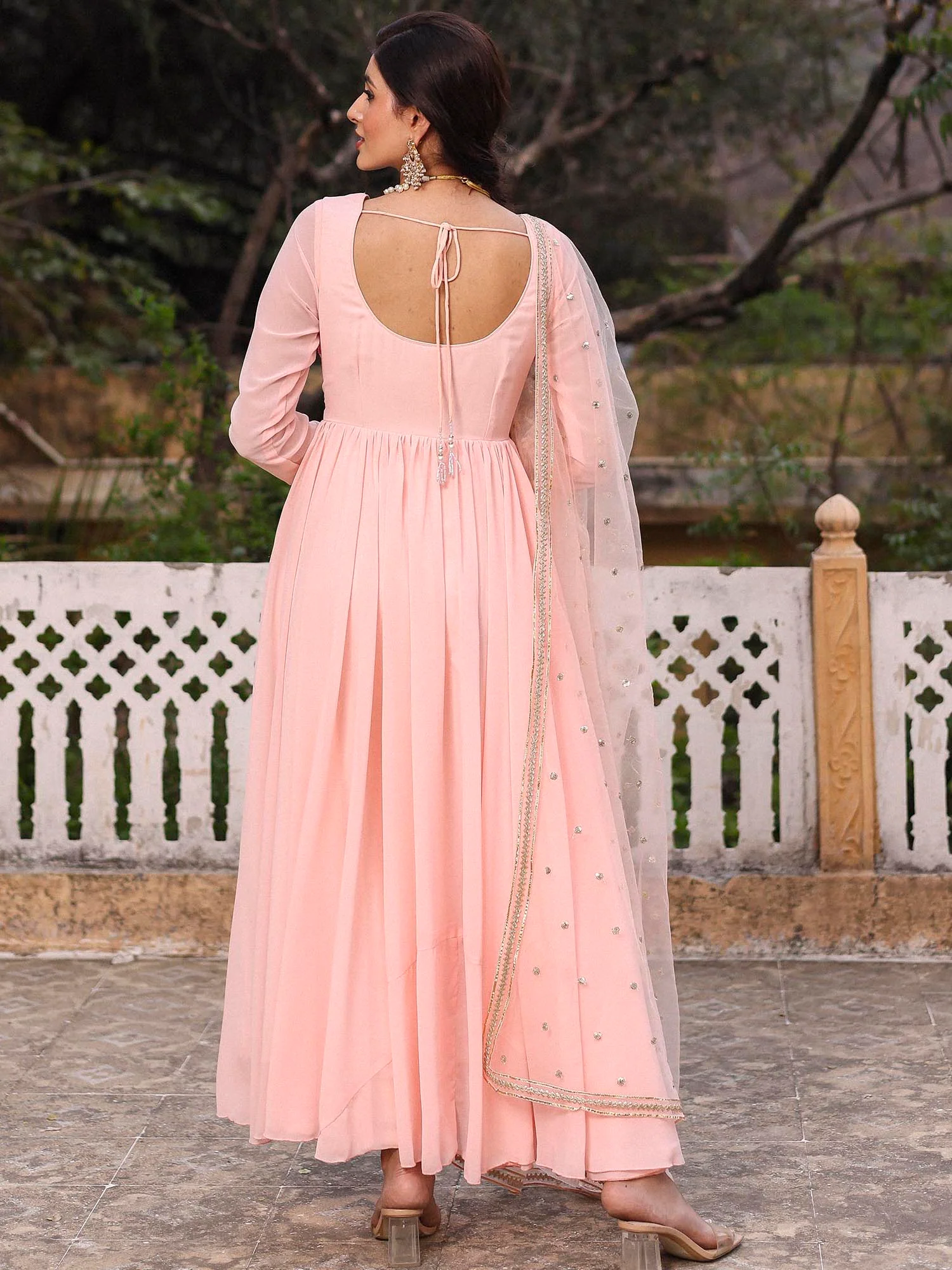 PINK MUKAISH ANARKALI SET - Image 5