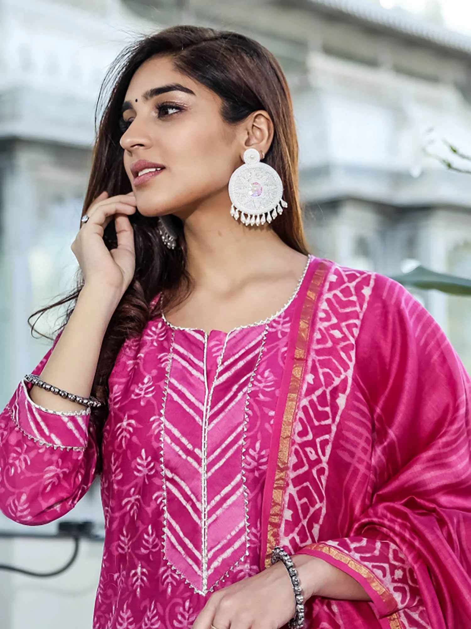 Pink Chanderi Suit Set - Image 6