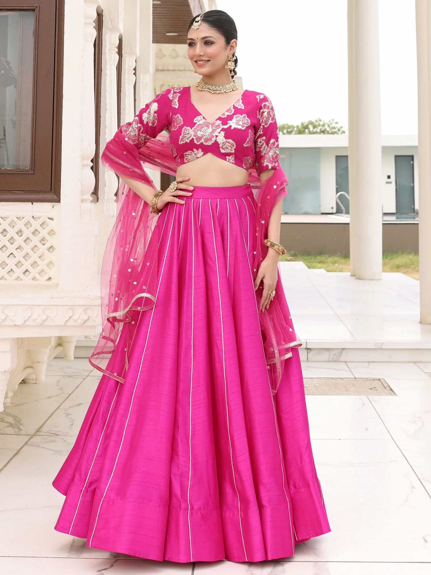 Pink Queen Silk Gota Lehenga Set - Image 5