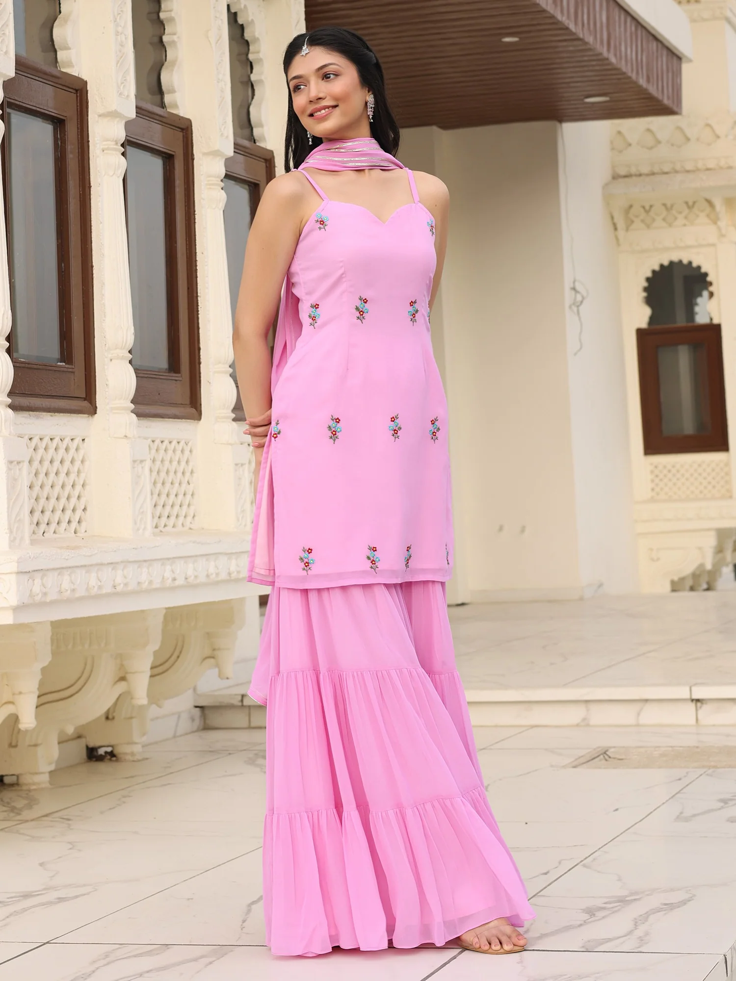 Poo's Iconic Pink Sharara Set - Image 8