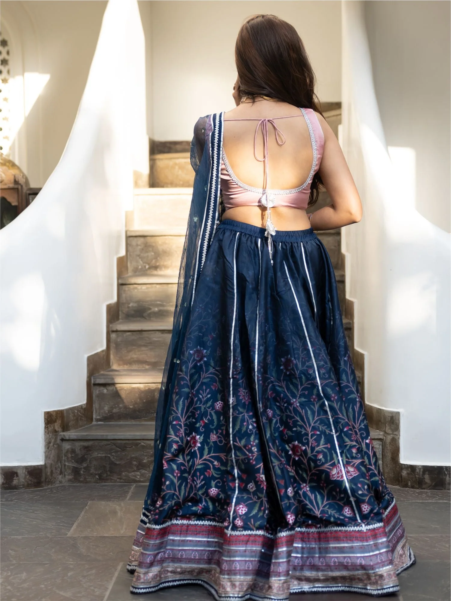 Printed Silk Lehenga Choli Set - Image 2