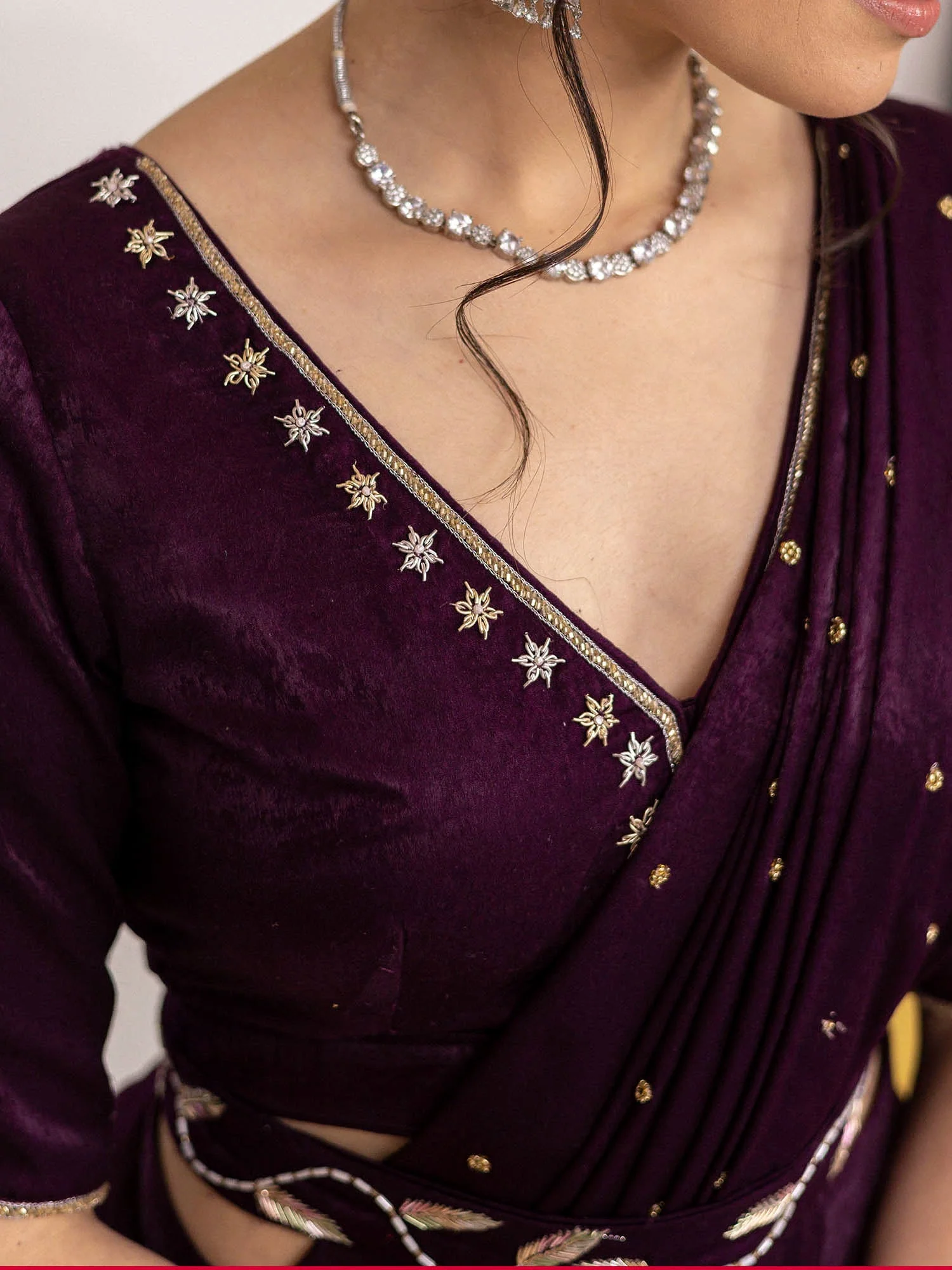 Purple Apricot Ruffle Saree - Image 5