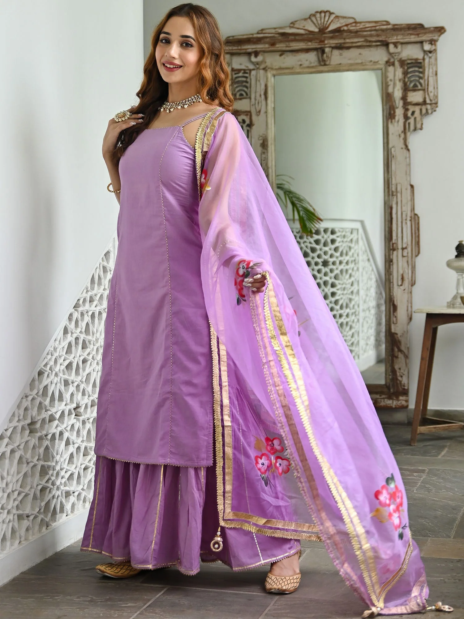 Purple Hand Paint Organza Set - Image 4
