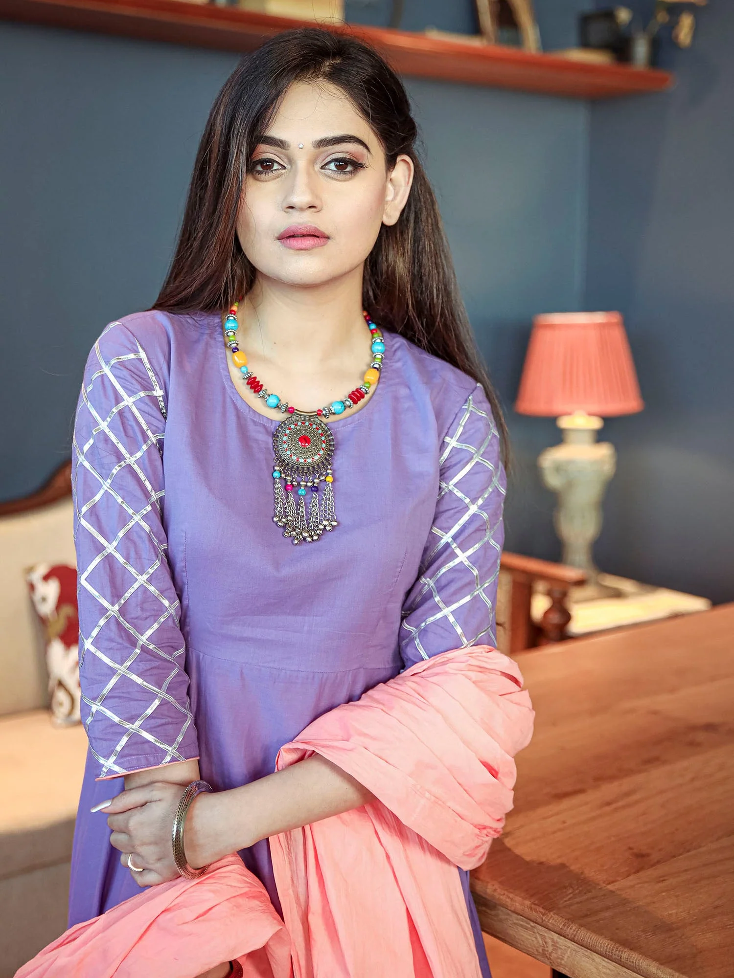 Purple Pant And Anarkali - Image 7