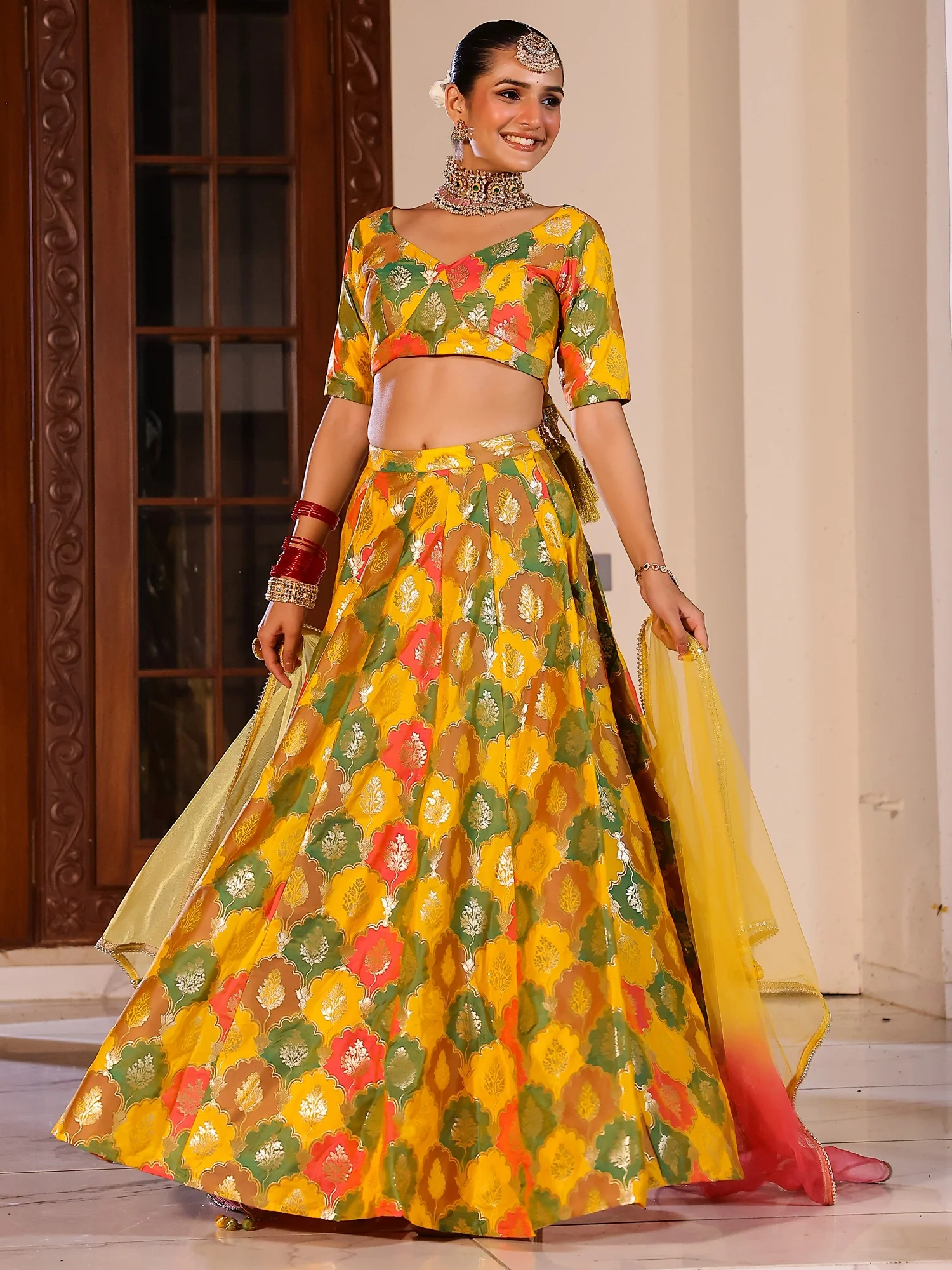 Rangkat Multi Brocade Lehenga - Image 12