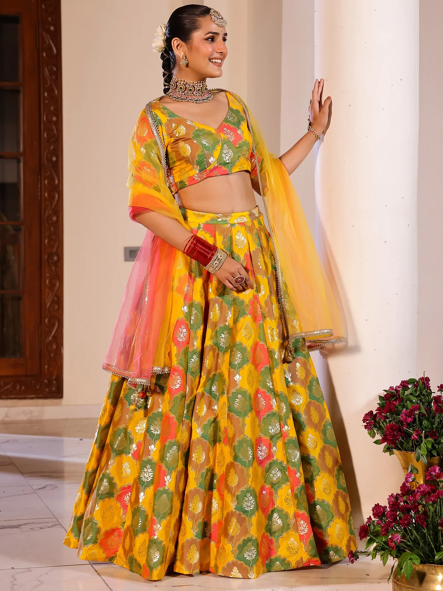Rangkat Multi Brocade Lehenga - Image 9