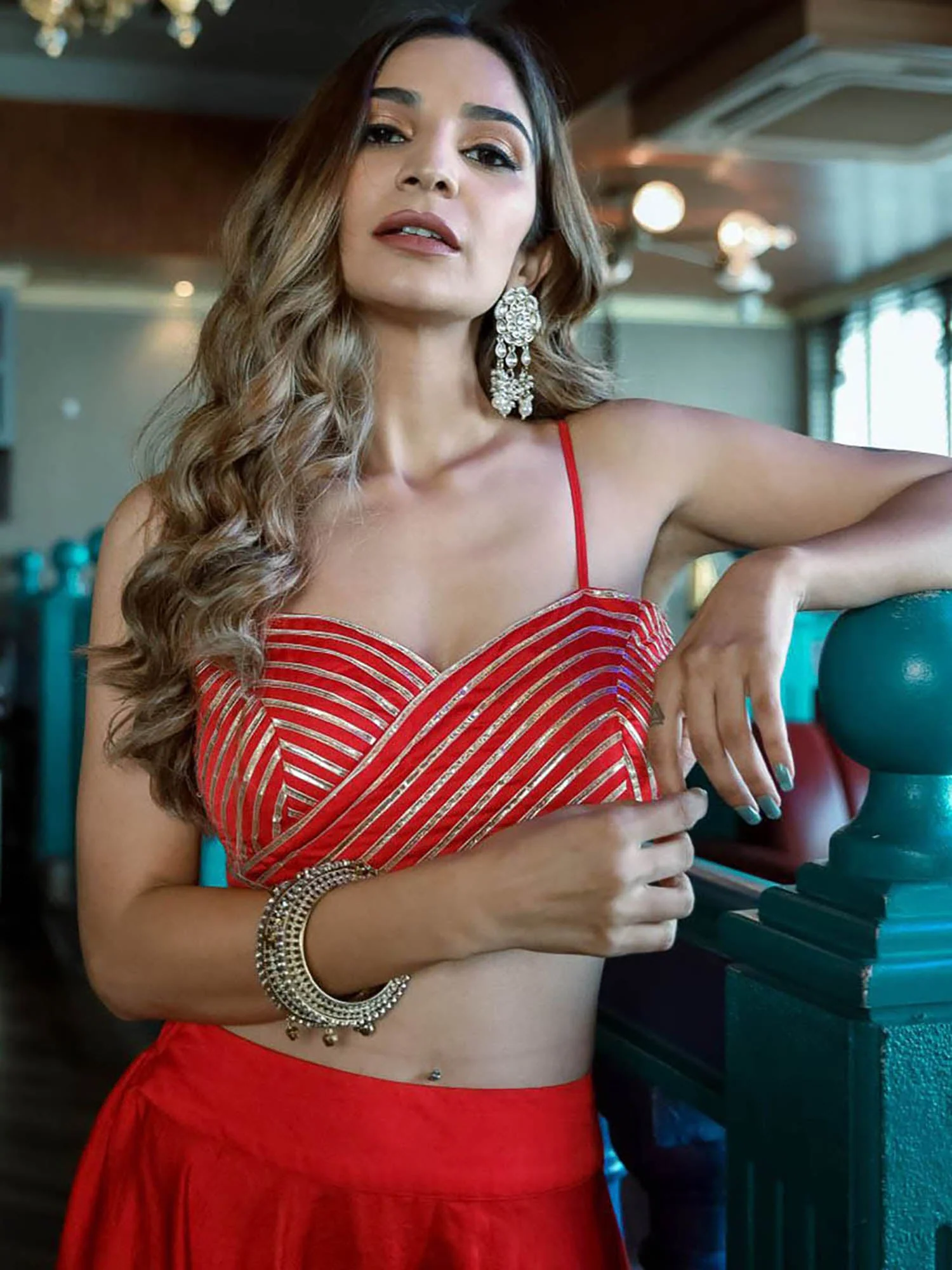 Red Blouse And Palazzo Set - Image 2