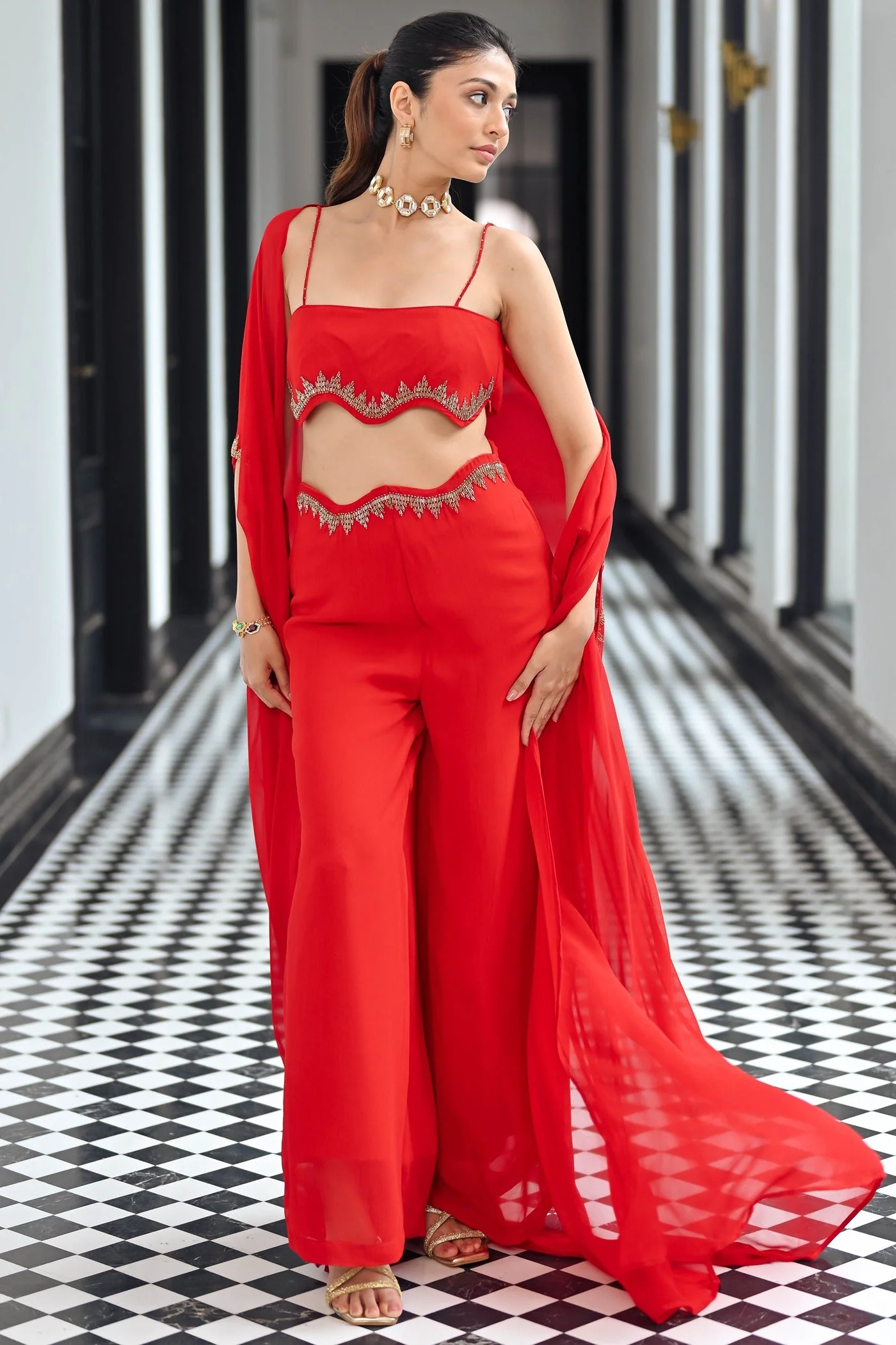 Red Georgette Coord Set - Image 6