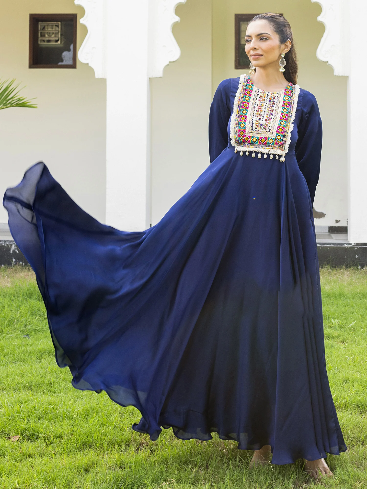 RESHAM LEHER Blue Boho Kaftan - Image 5