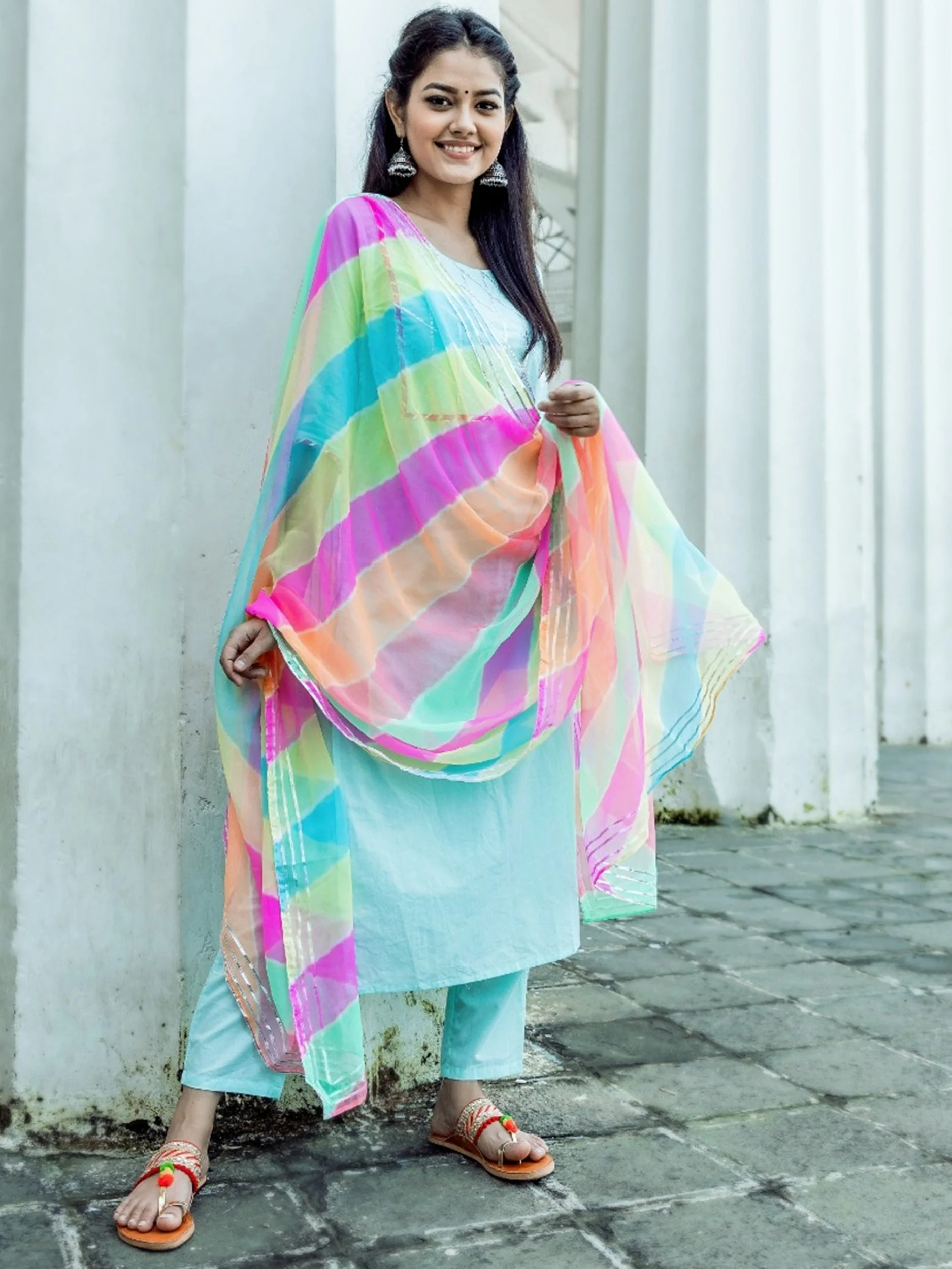 Solid Blue Multicolour Kurta Set