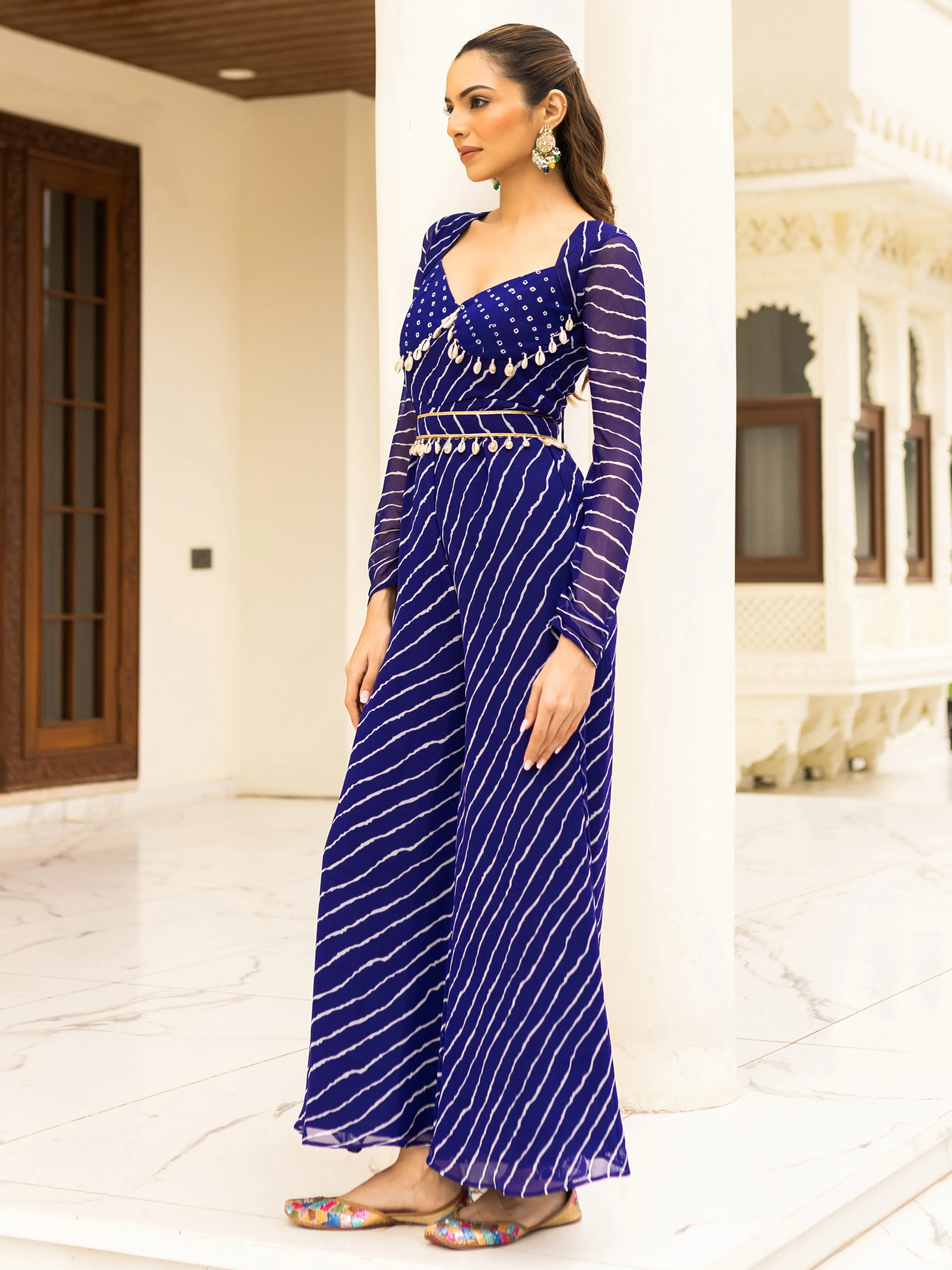 Teej Blue Bandhej Jumpsuit - Image 6