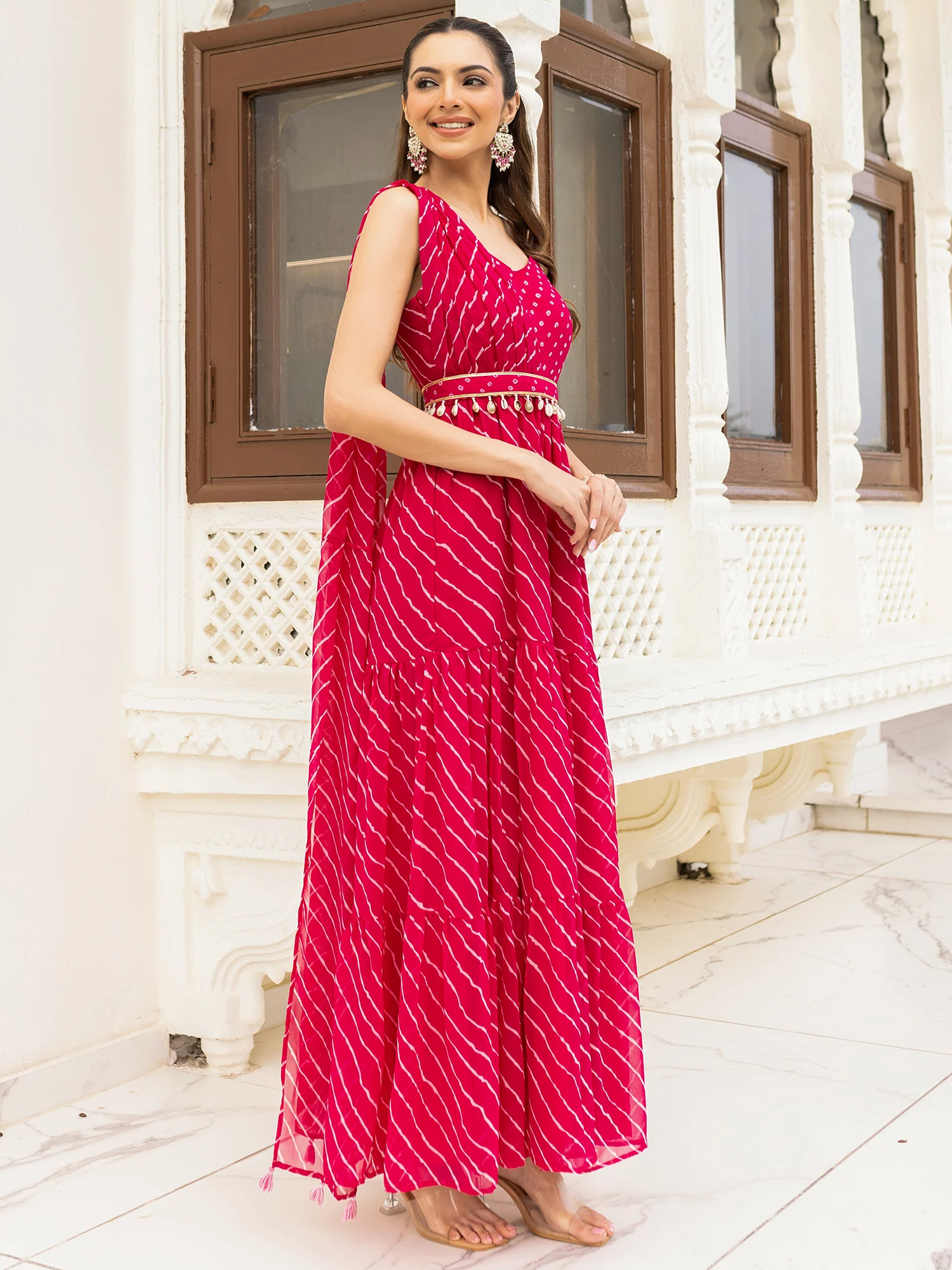 Teej Pink Bandhej Jumpsuit - Image 6