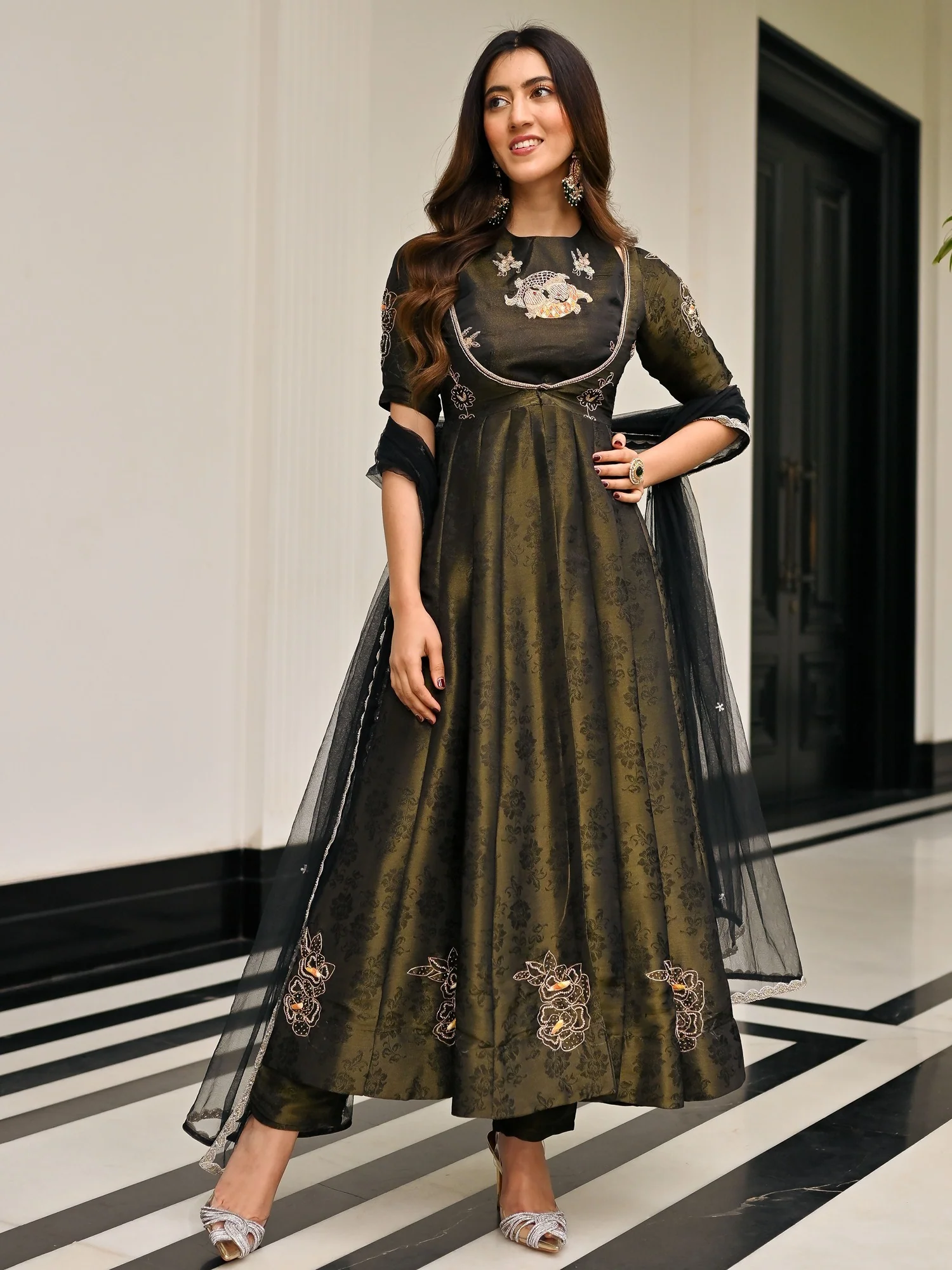 The Royals Black Anarkali Set - Image 4
