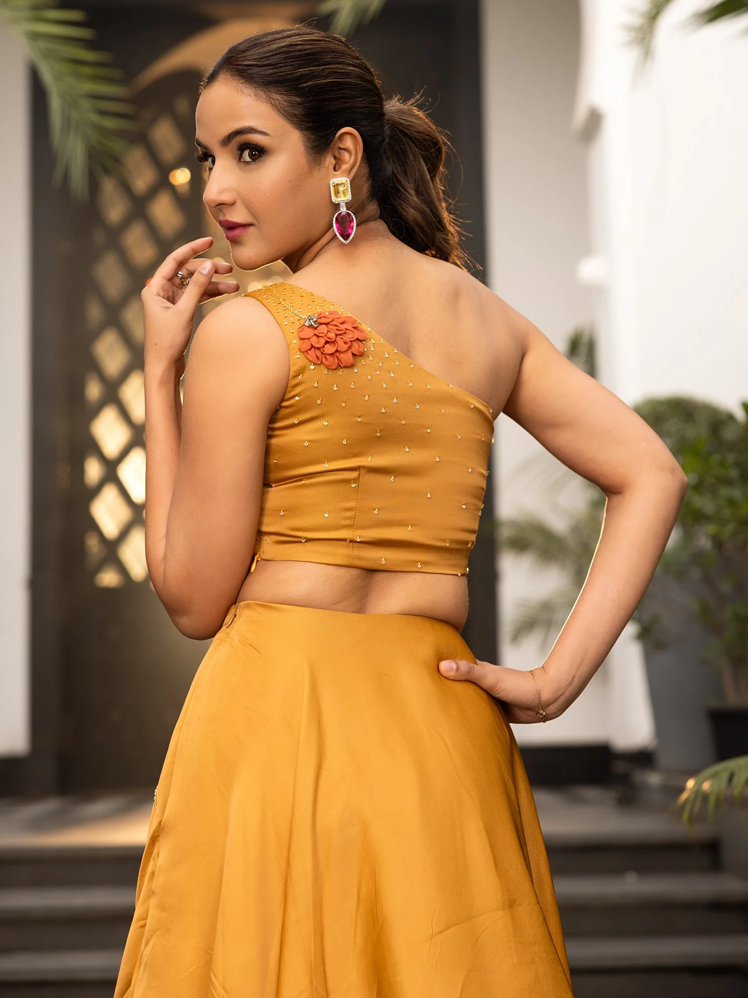Western Whimsy Golden Lehenga Set - Image 8
