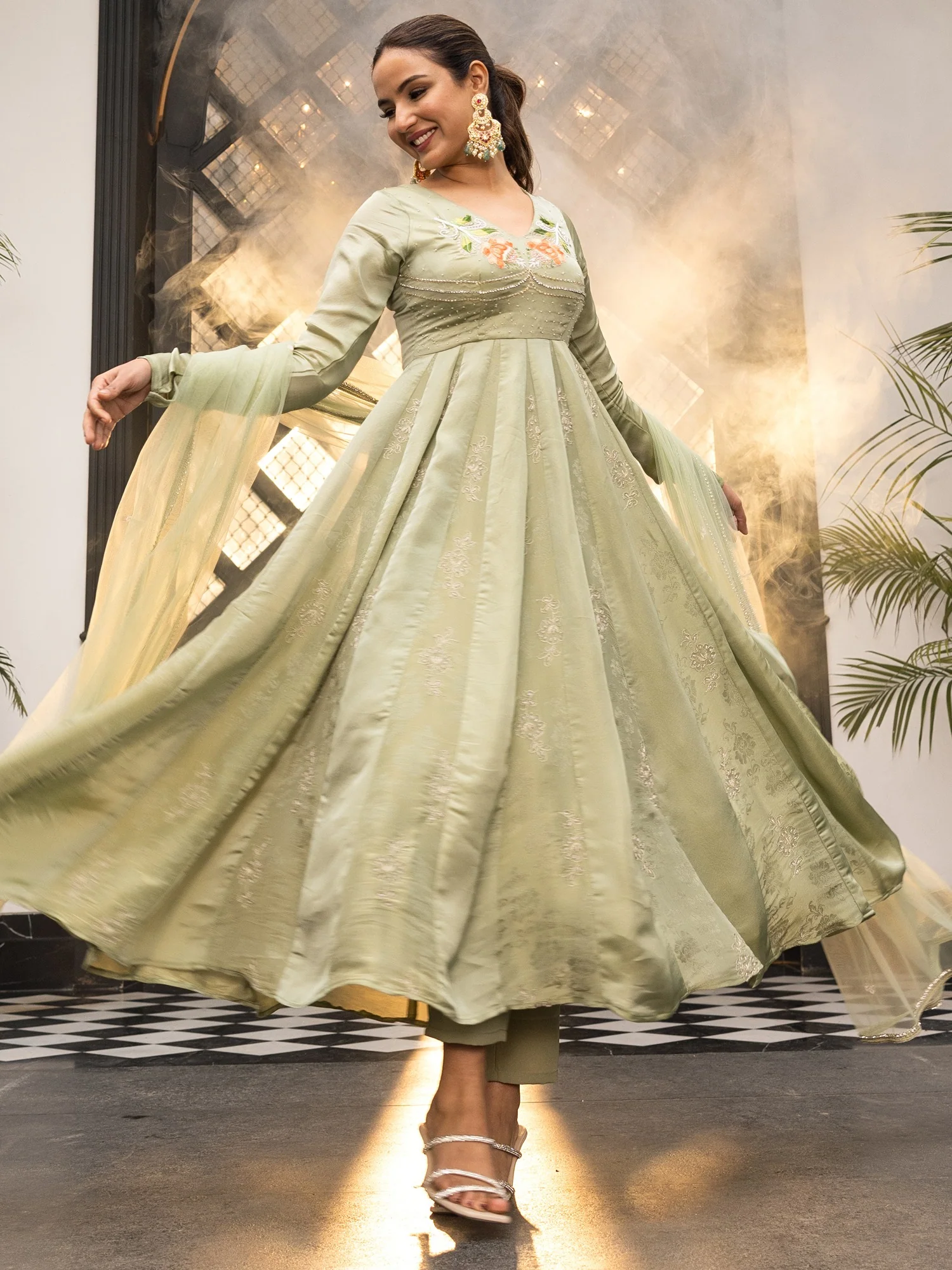 The Royals Green Anarkali Set - Image 6