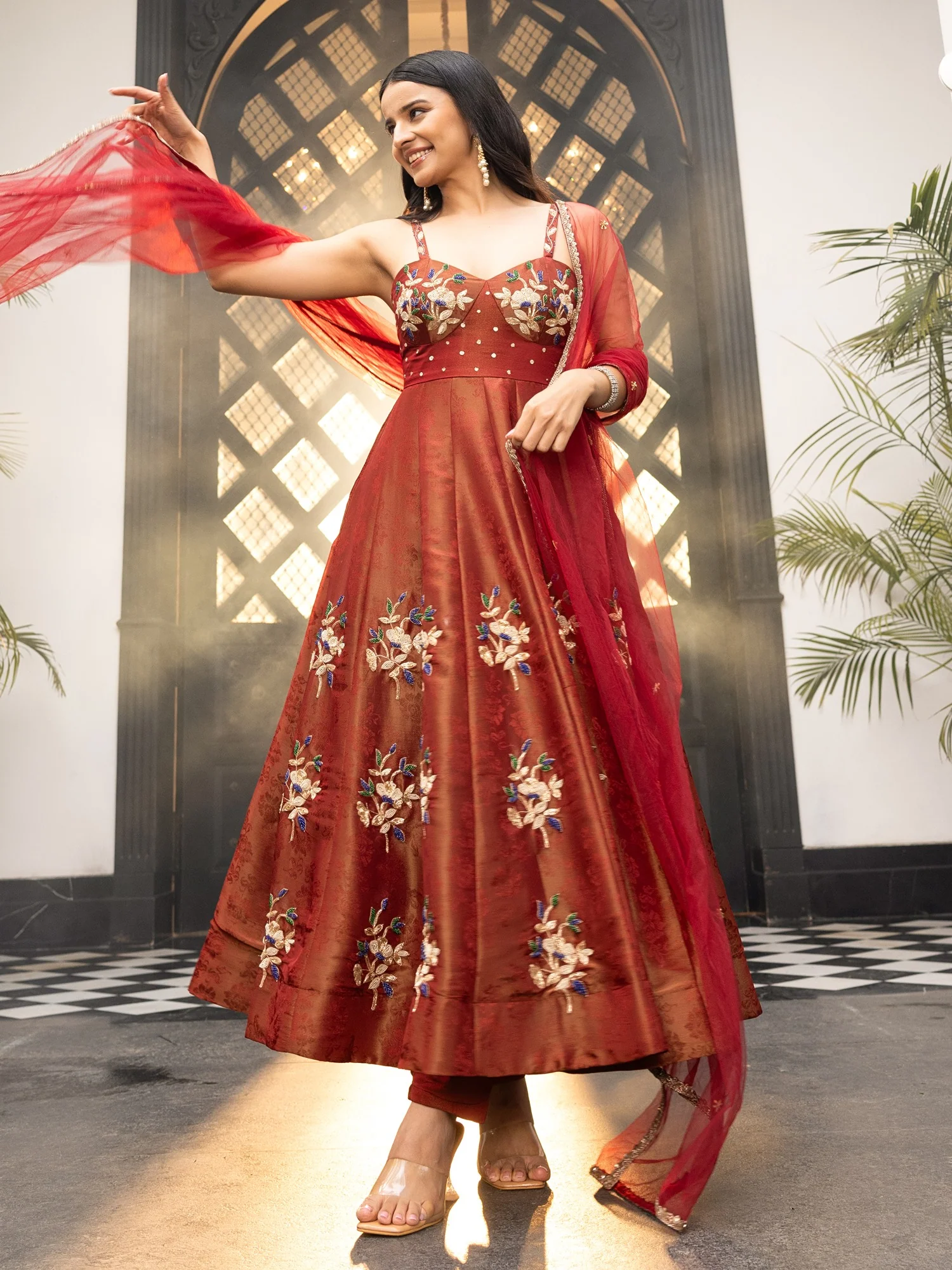 The Royals Maroon Anarkali Set - Image 5