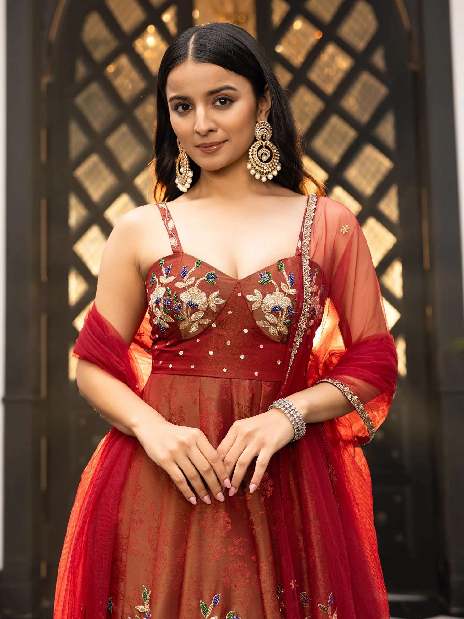 The Royals Maroon Anarkali Set - Image 7
