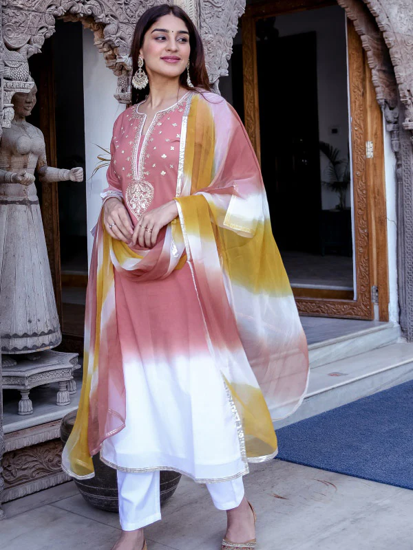 Tie-Dye Kurta Set Without Dupatta - Image 3