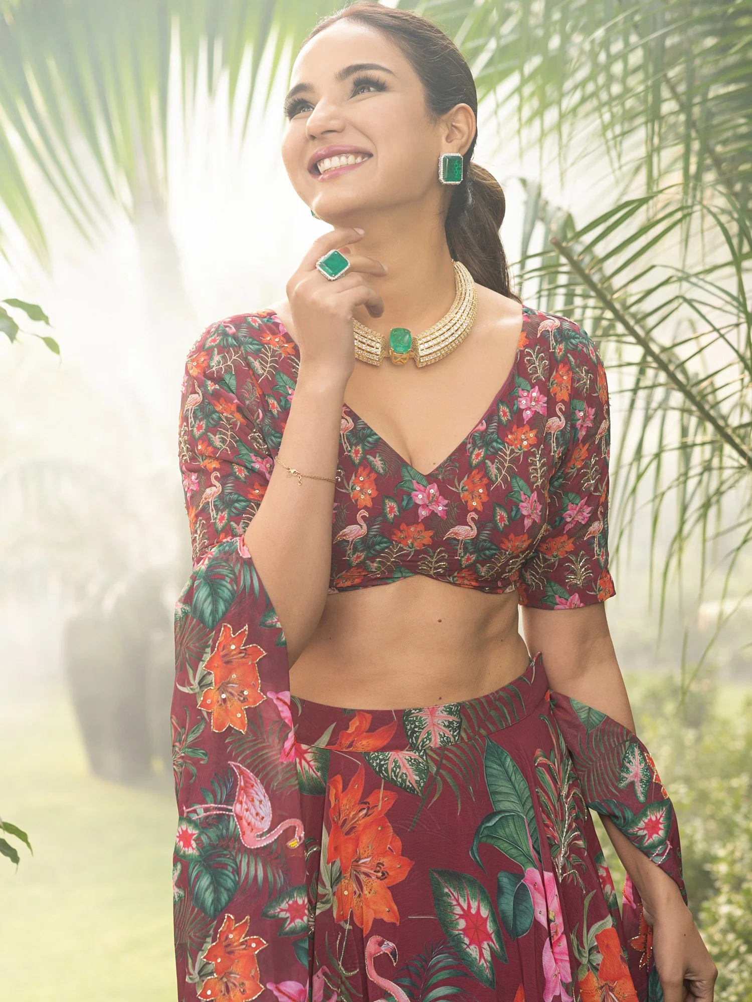 Tropical Radiance Mazenta Lehenga set - Image 6
