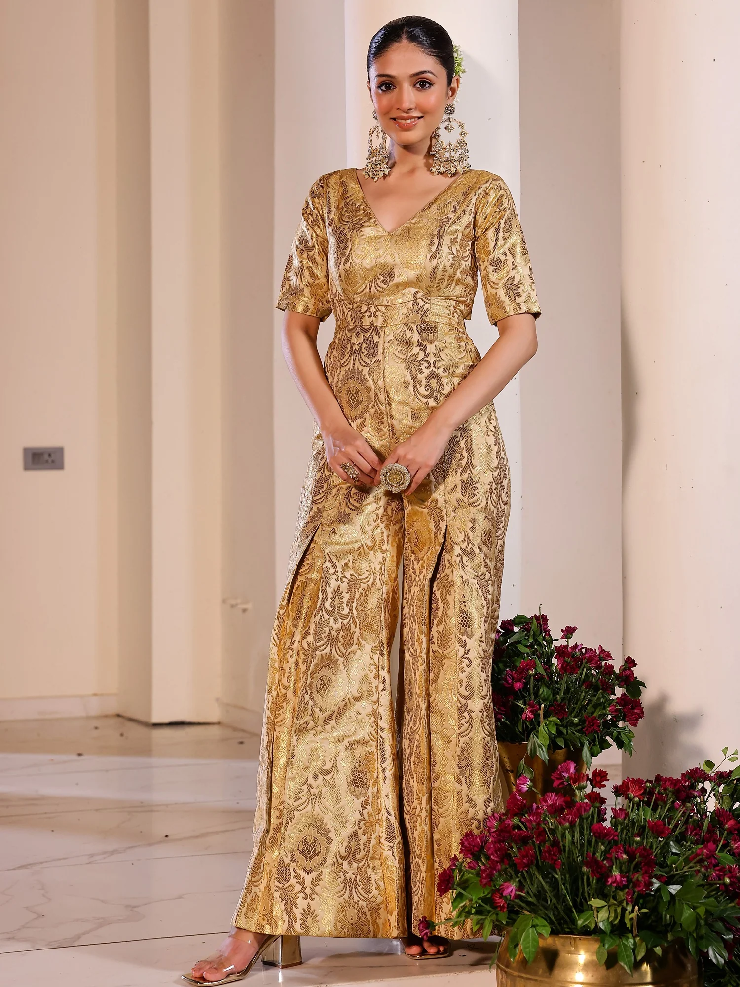 Tussar Satin Brocade Jumpsuit - Image 8