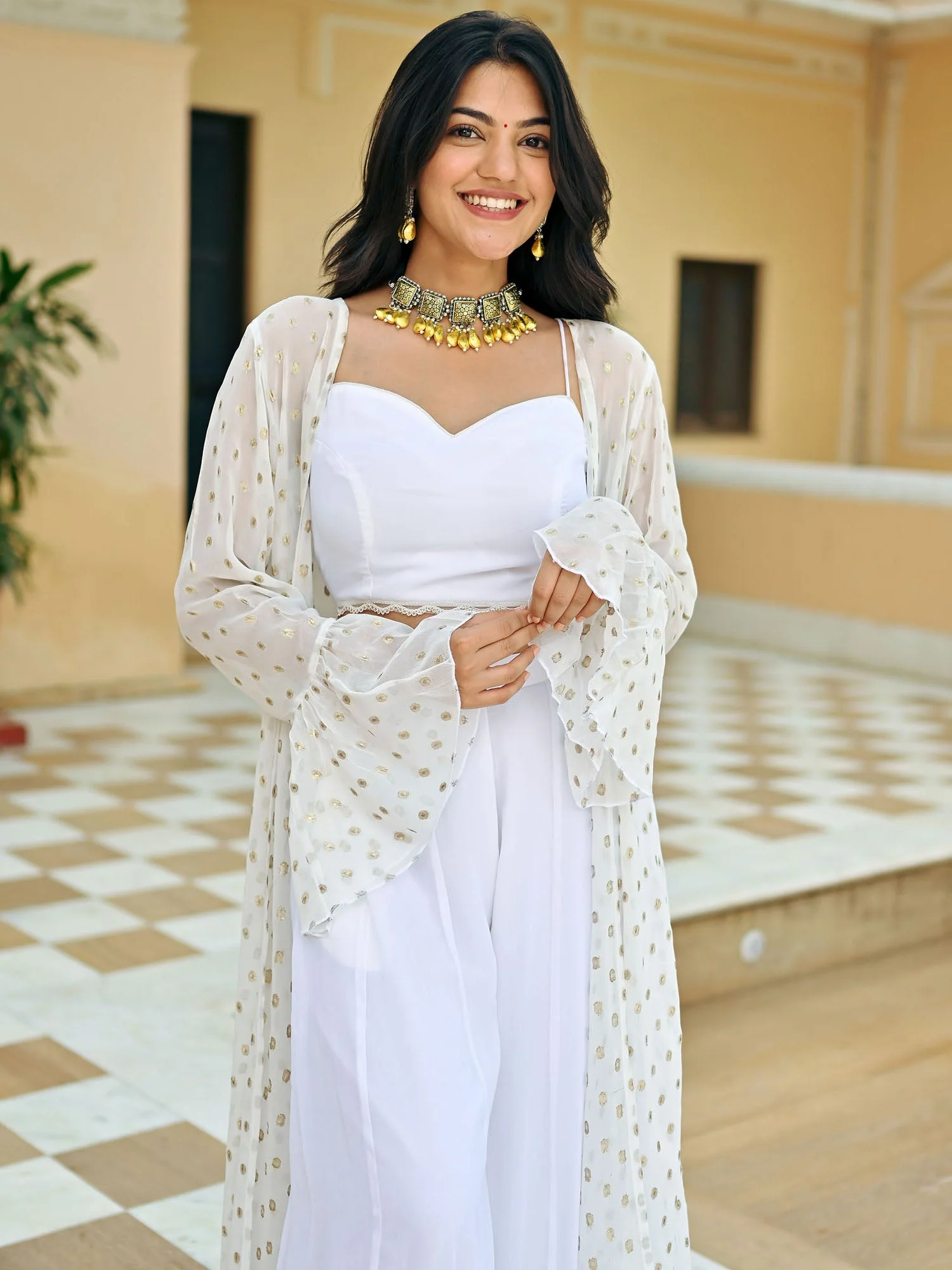 White Georgette Three Piece Set - Image 5