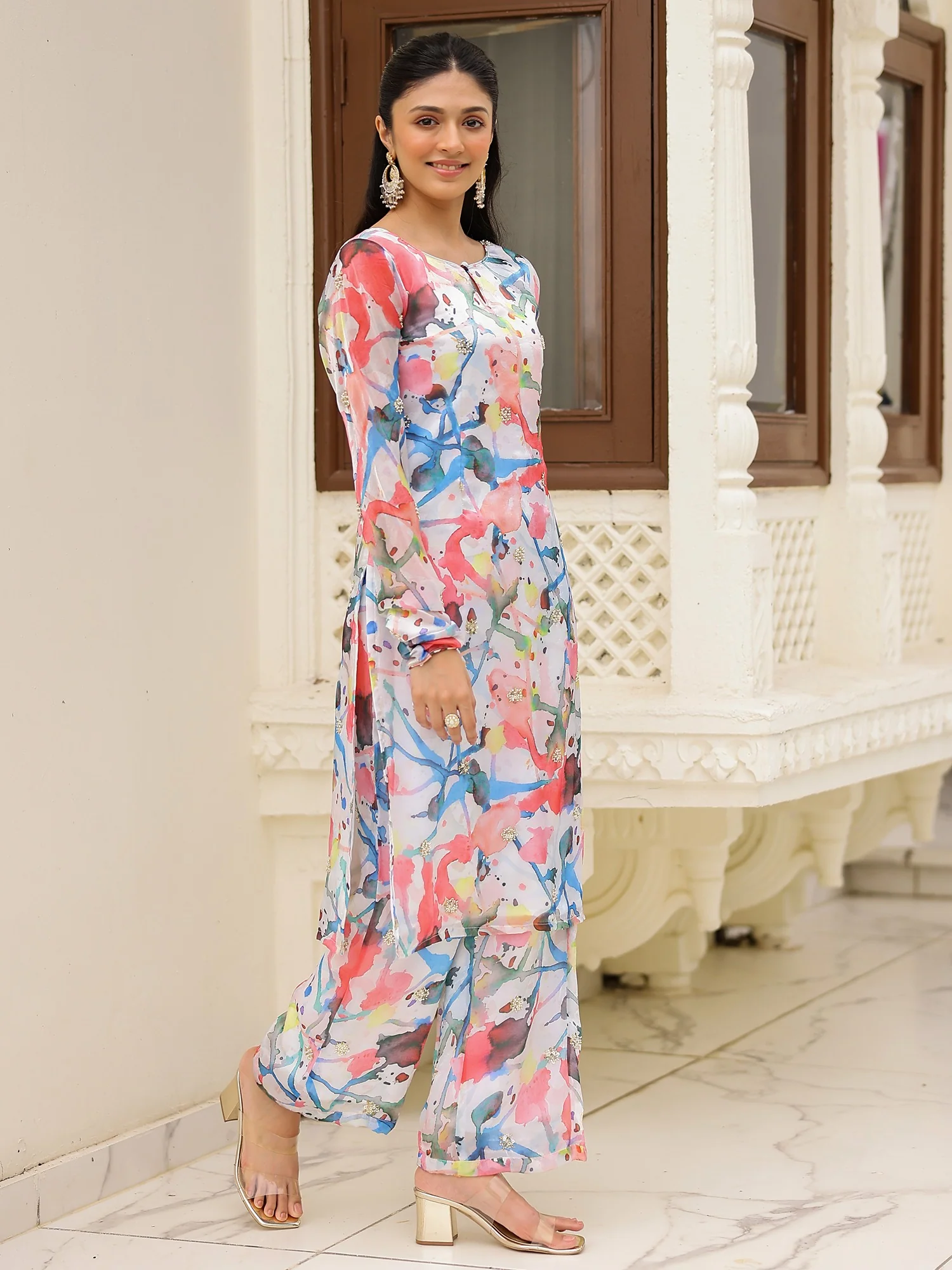 White Printed Kurta Set - Image 7