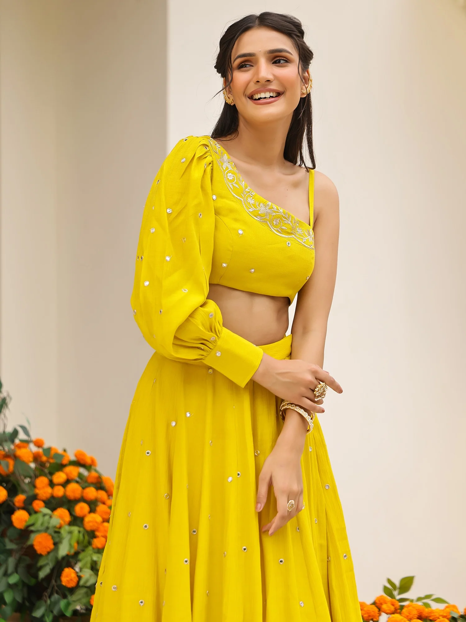 Yellow Western Lehenga Set - Image 5